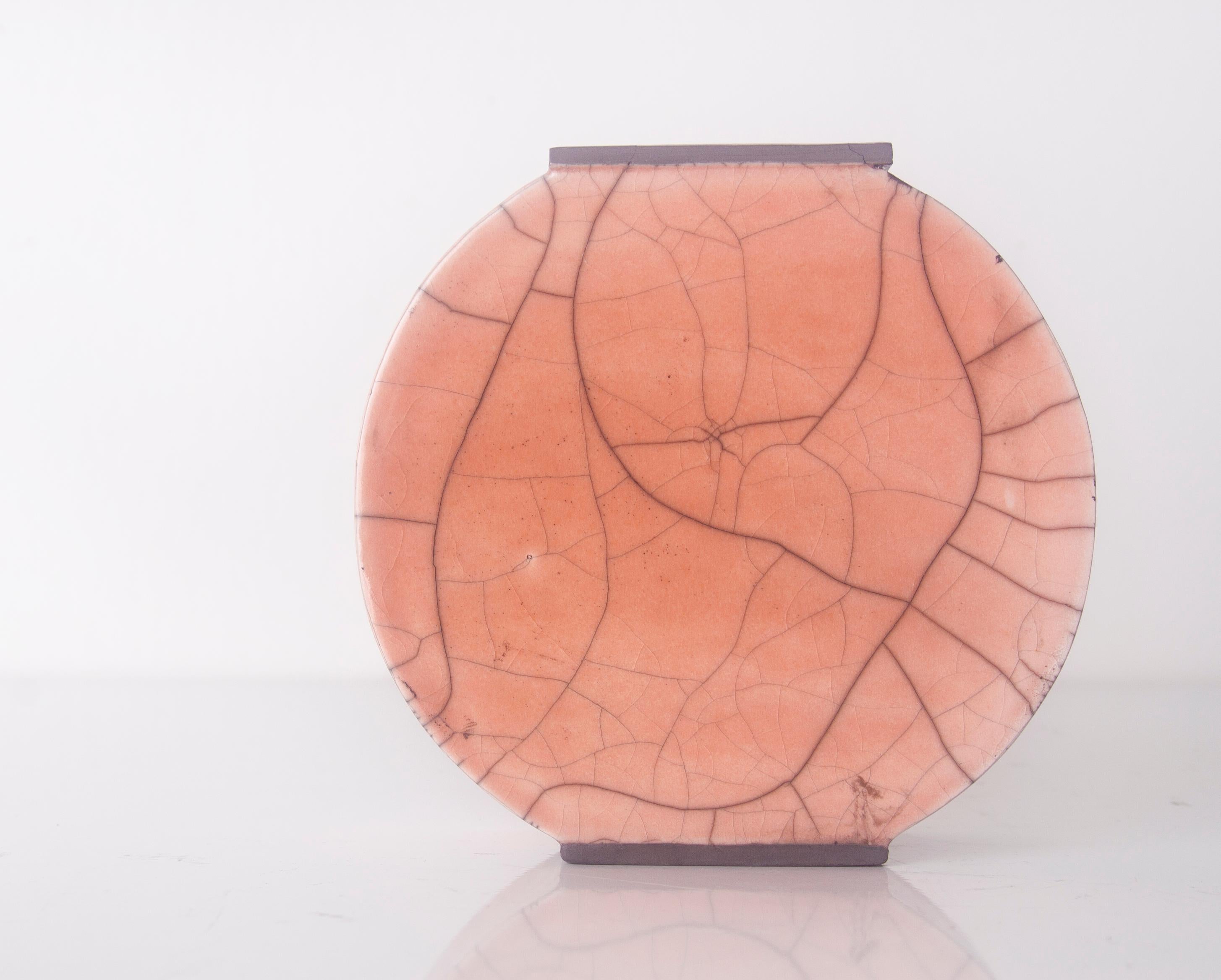 Glazed Large Pink Vase by Doa Ceramics For Sale