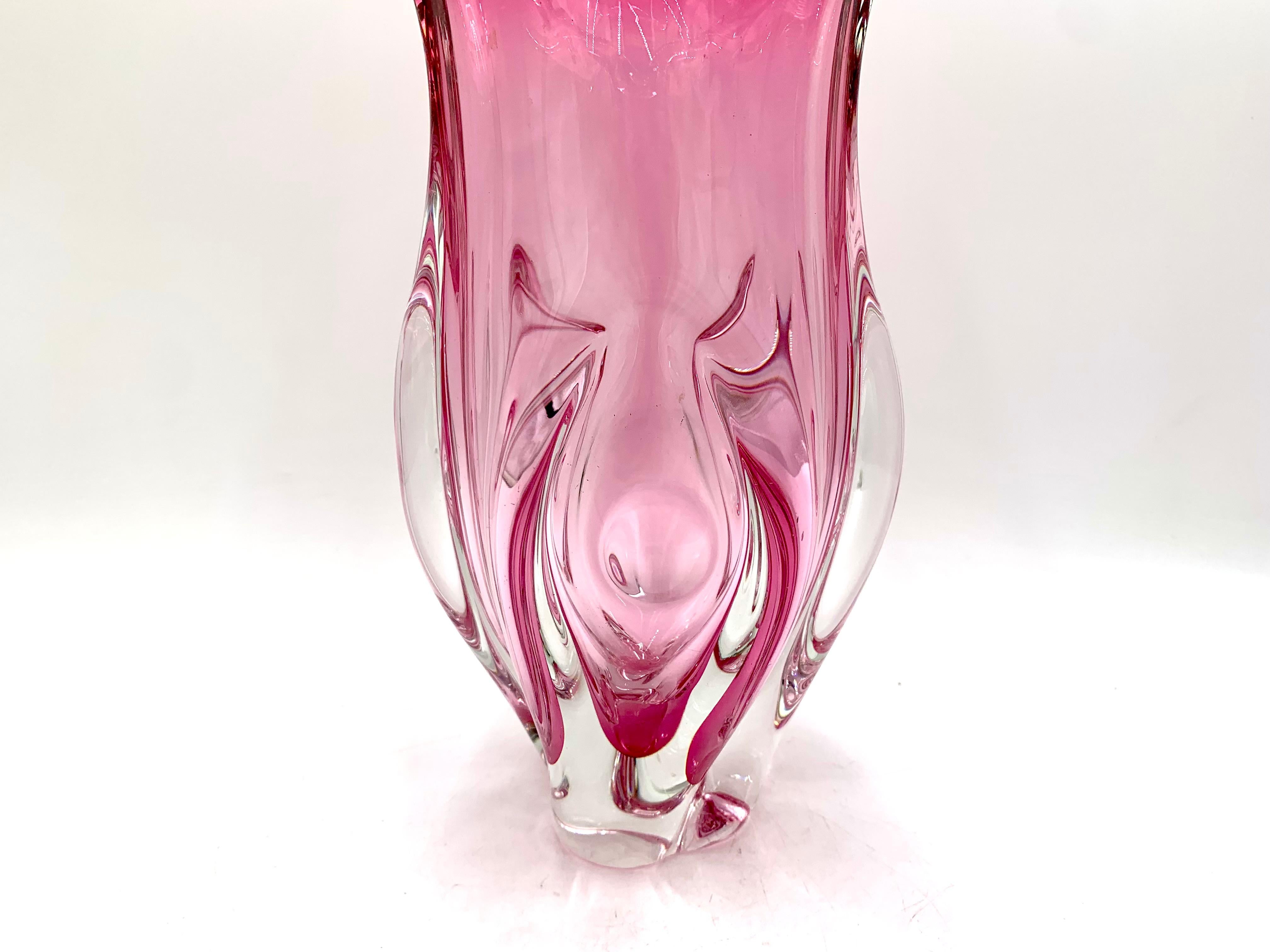 Large Pink Vase, Chribska Sklarna, Czechoslovakia, 1960s 1