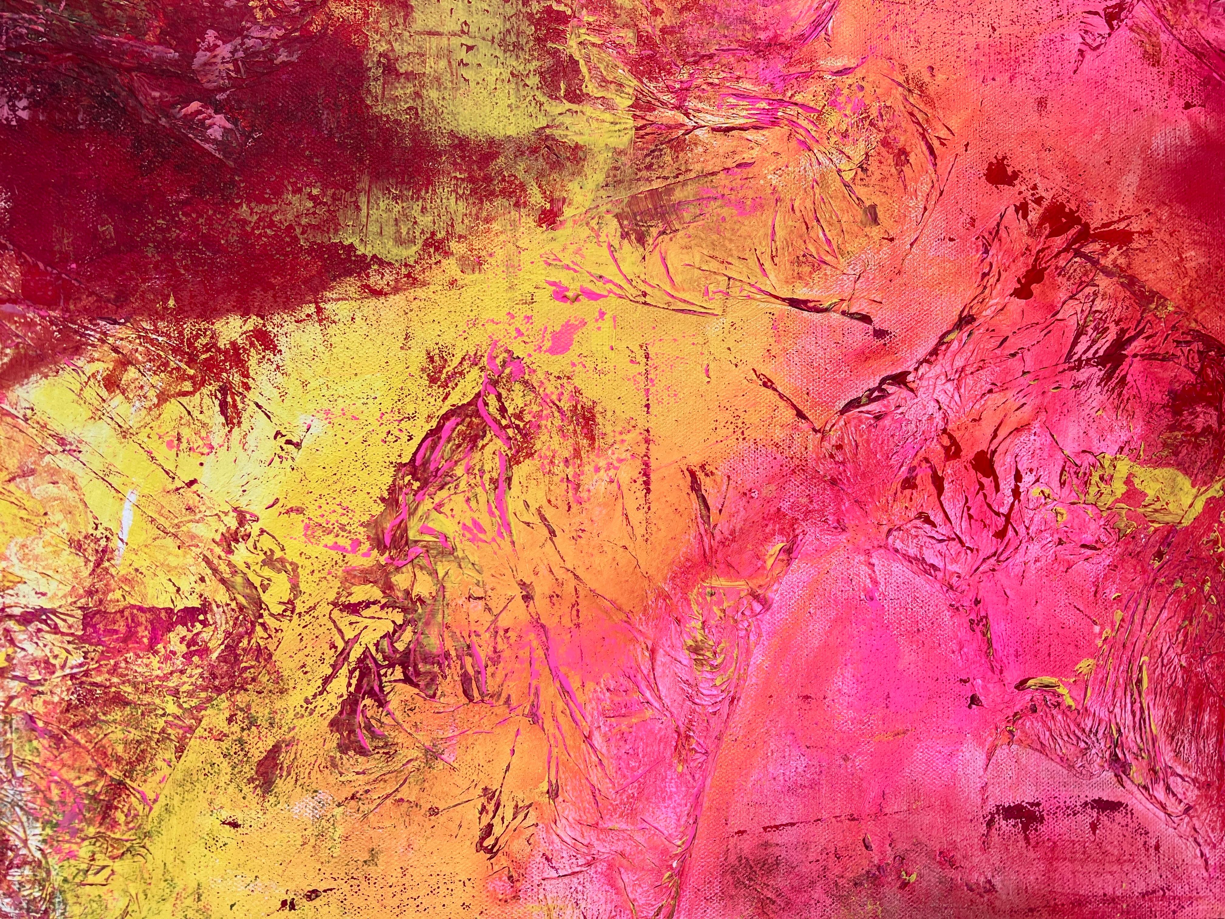 Grande peinture abstraite originale rose et rouge de l'artiste Arlene Carr en vente 3