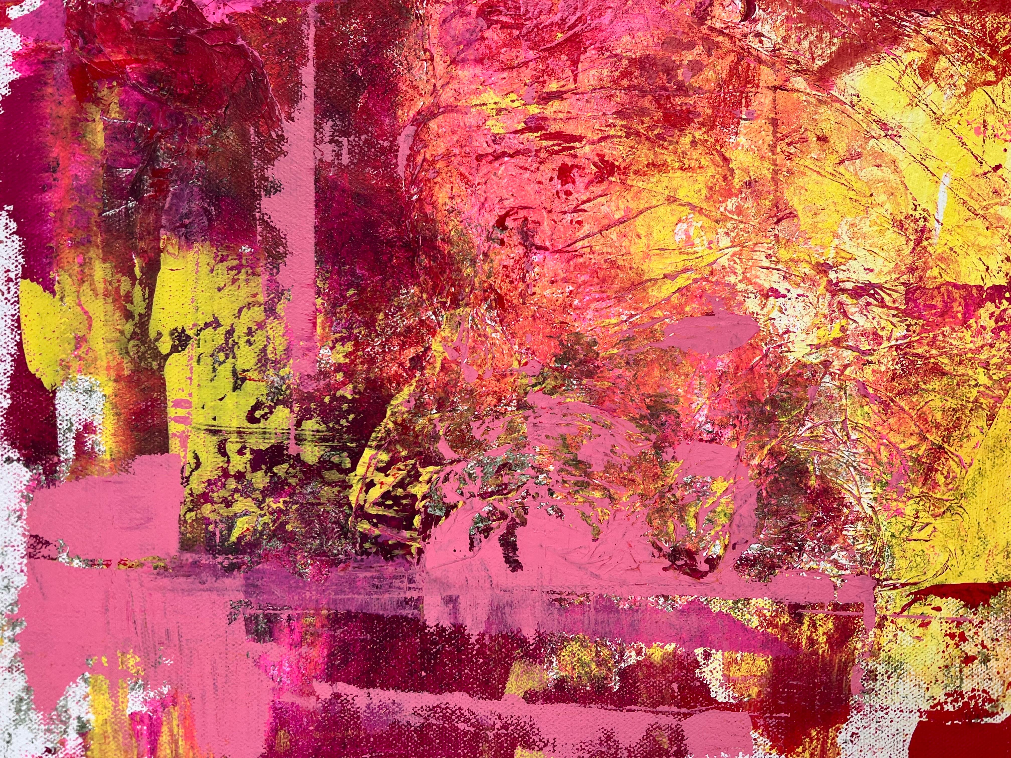 Grande peinture abstraite originale rose et rouge de l'artiste Arlene Carr en vente 4