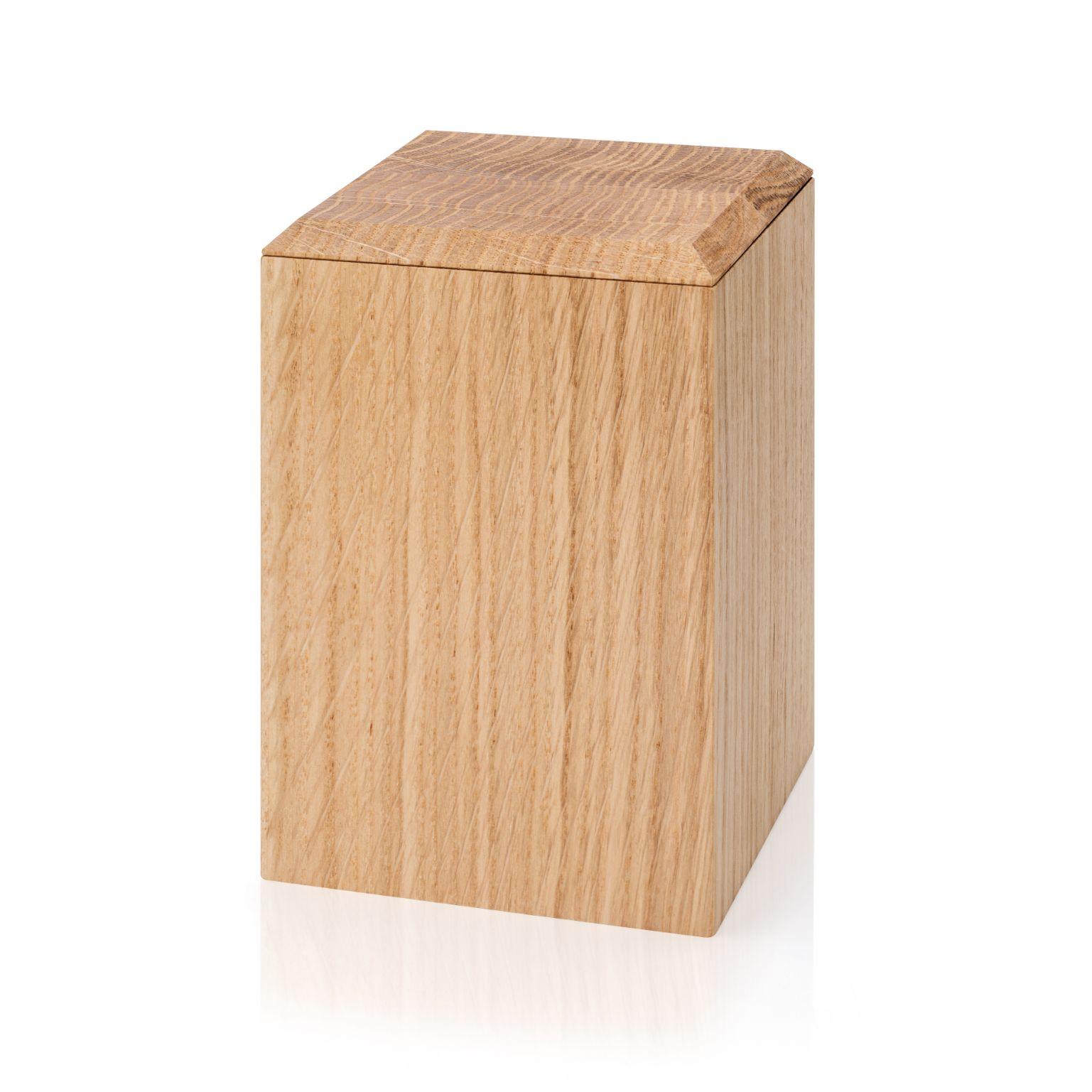 Large Pino boxes by Antrei Hartikainen
Materials: Oak, natural oil wax
Dimensions: D 9, W 9, H 5 / 9,5 / 14cm

A set of three vertical and two horizontal stacking boxes constructed of vividly grained woods. The pino boxes may be arranged in various