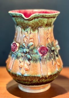 Large Pitcher, Majolica Art Nouveau, Italy, Early 20th century