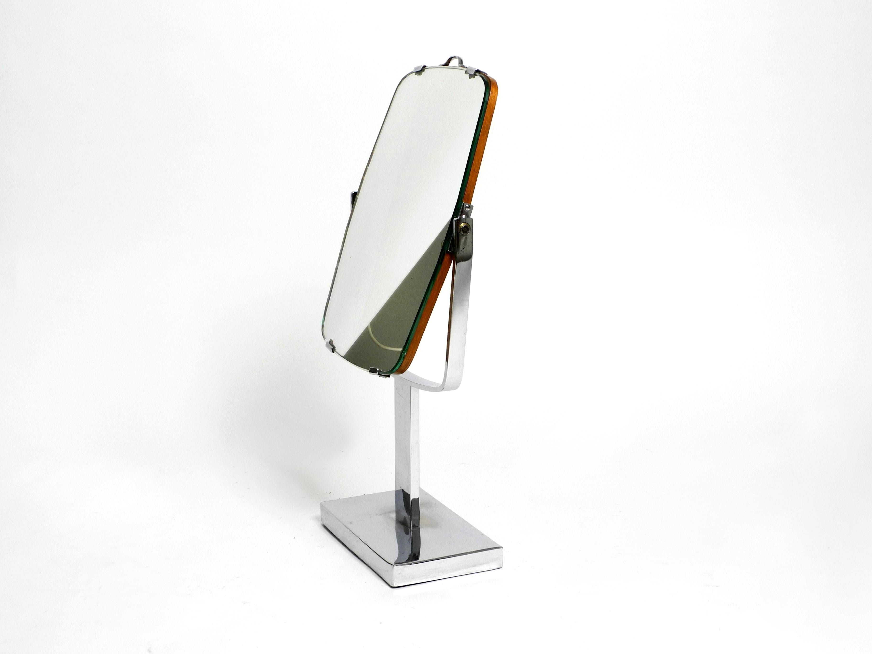 Mid-Century Modern Large Pivotable 1950s Table Mirror with Chrome Metal Frame and Original Mirror For Sale