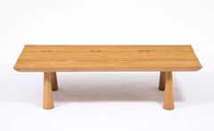 Large Plank Elm Coffee Table, France 1970's