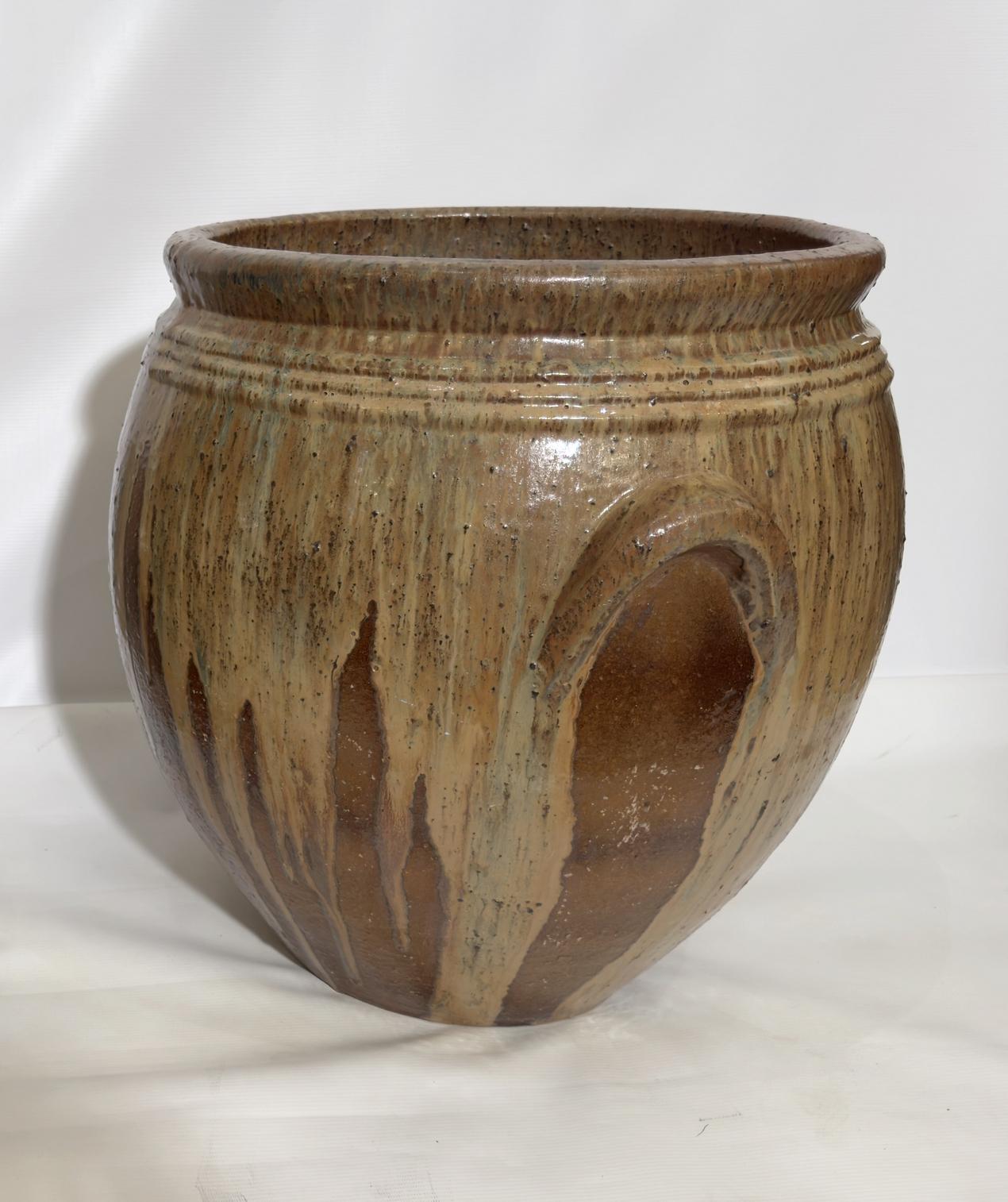 French Large planter in glazed stoneware Aubenas, France, circa 1930