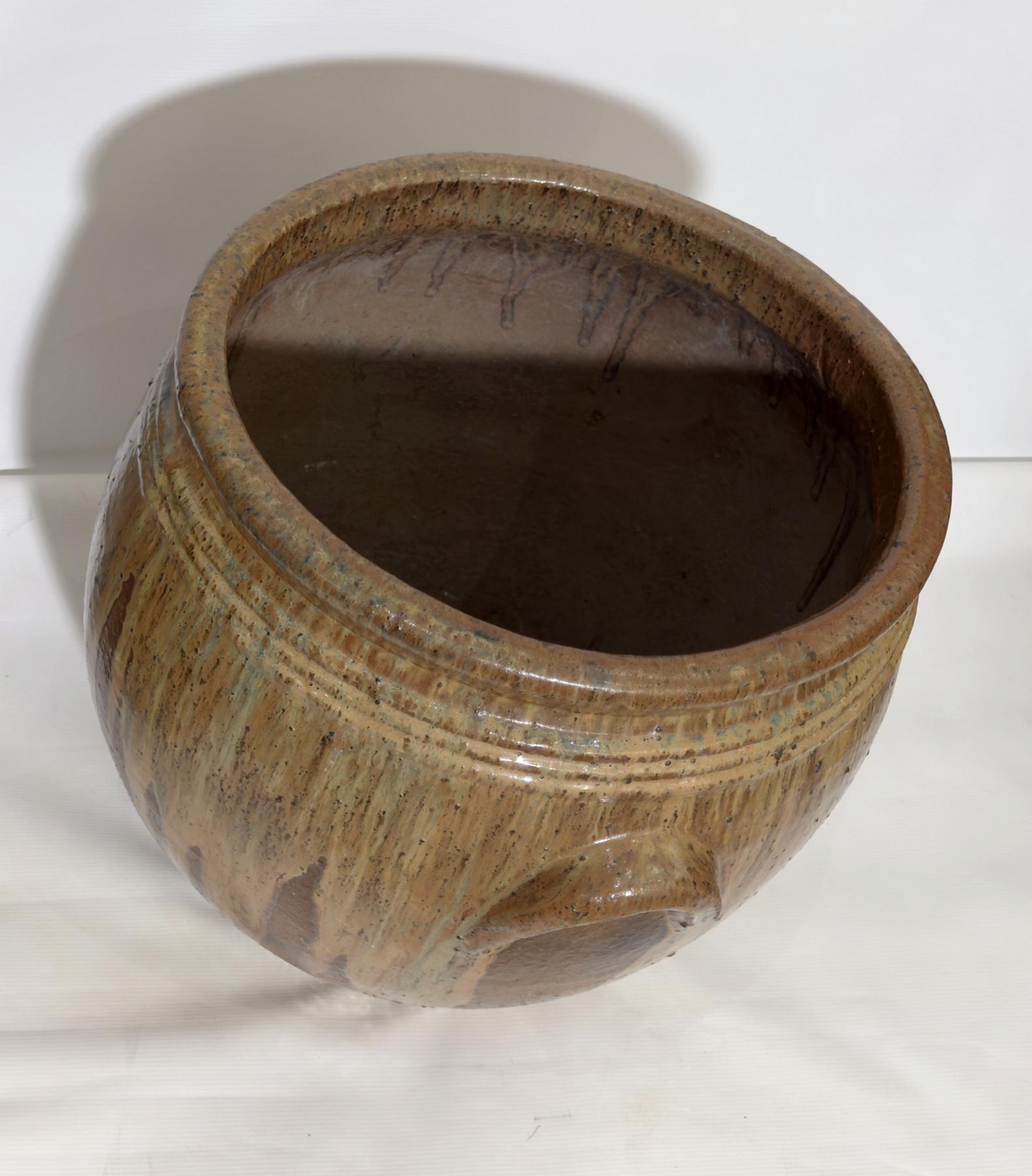 Mid-20th Century Large planter in glazed stoneware Aubenas, France, circa 1930