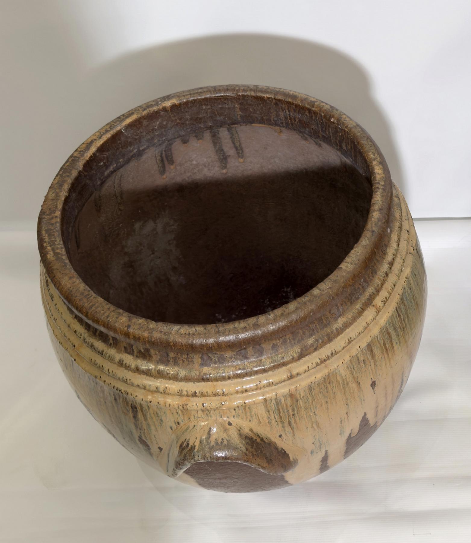 Mid-20th Century Large planter in glazed stoneware Aubenas, France, circa 1930