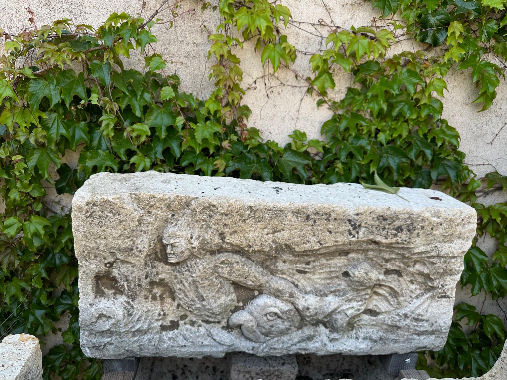 Large Plaque Architectural element Carved Stone Wall mount Art overdoor Antique 4
