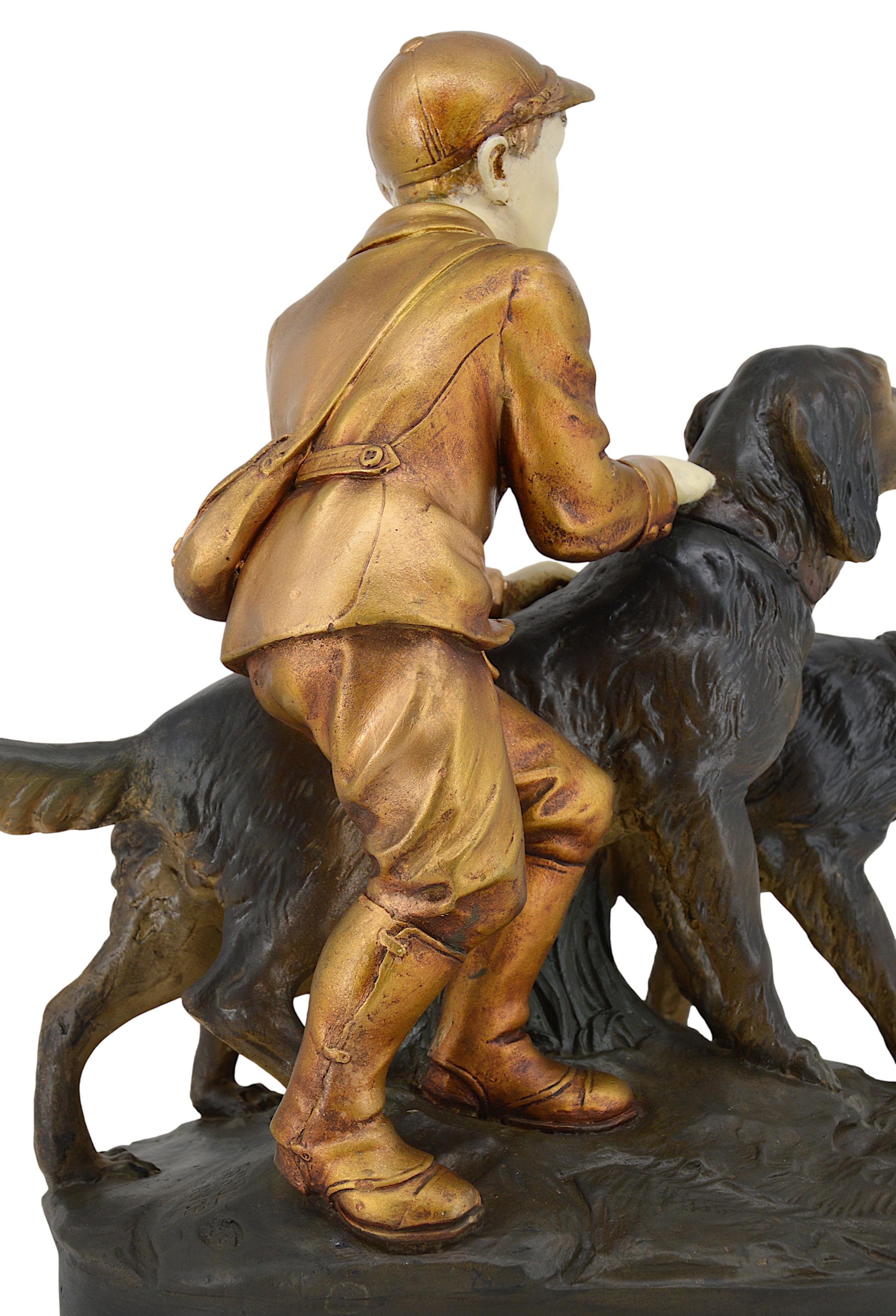 Grande scultura in gesso con 2 setter a caccia, 1920 in vendita 4