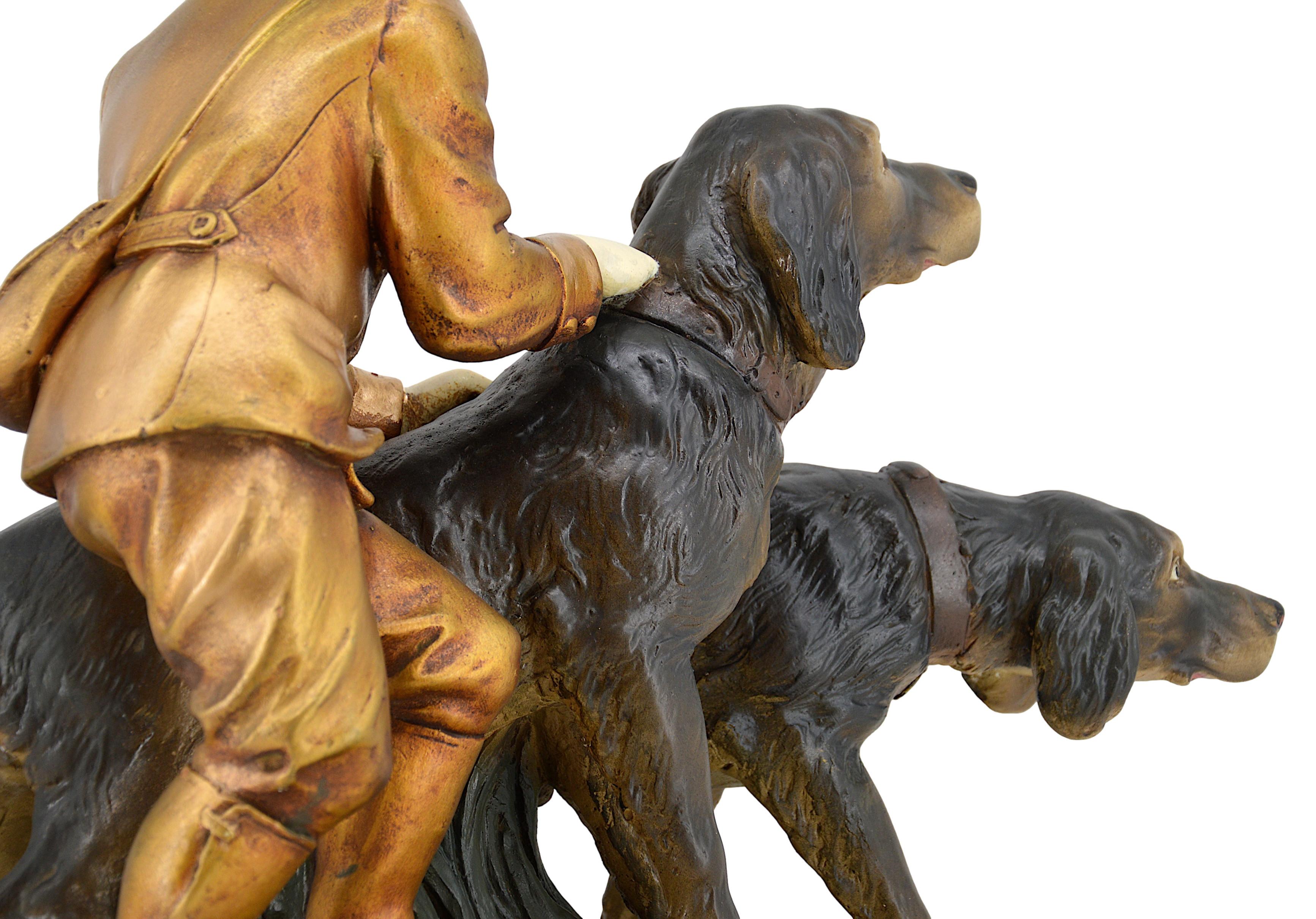 Grande scultura in gesso con 2 setter a caccia, 1920 in vendita 5