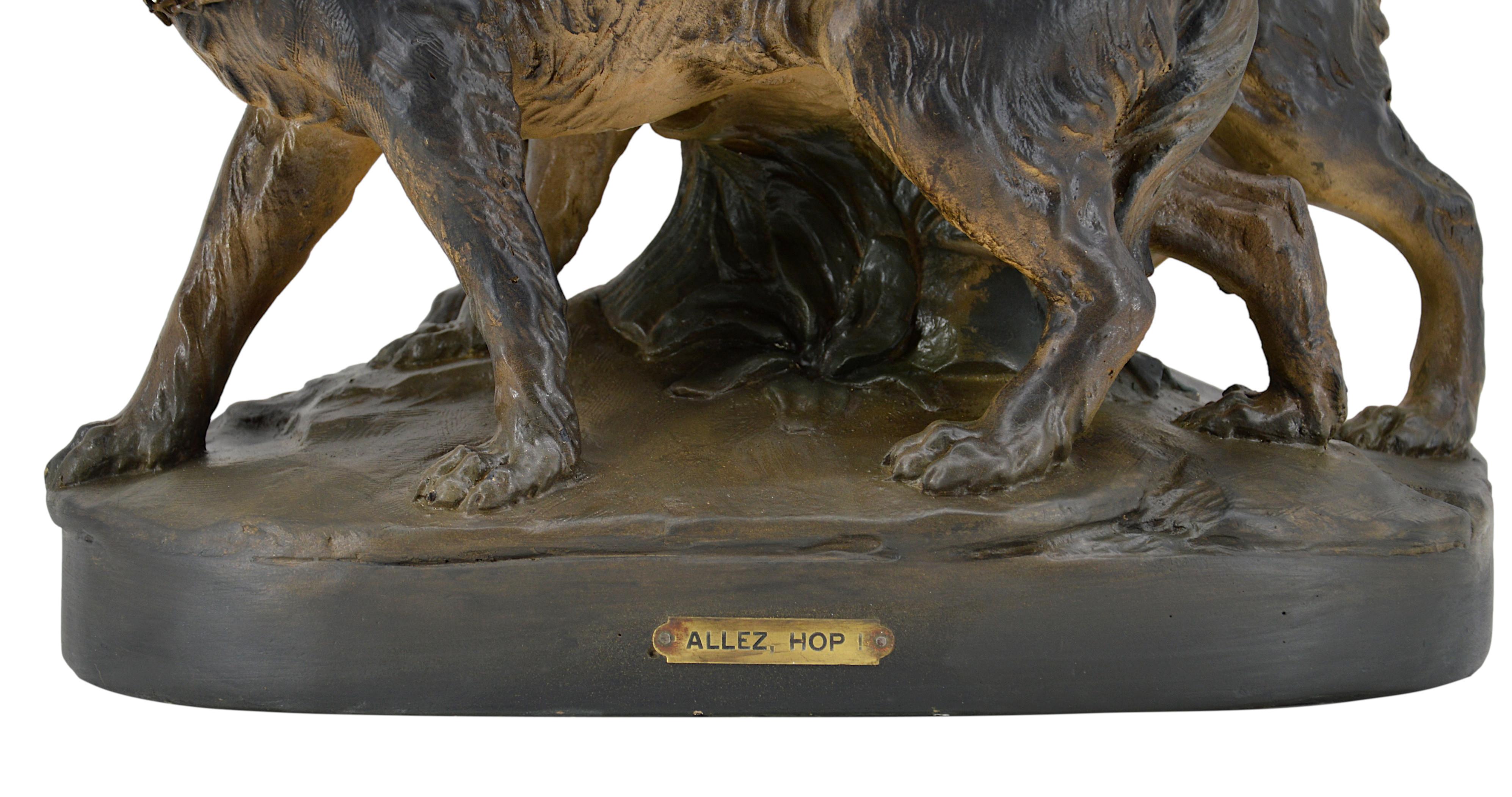 Grande scultura in gesso con 2 setter a caccia, 1920 in vendita 7