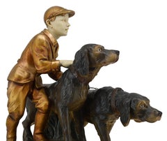 Large Plaster 2 Setters On The Hunt Sculpture, 1920