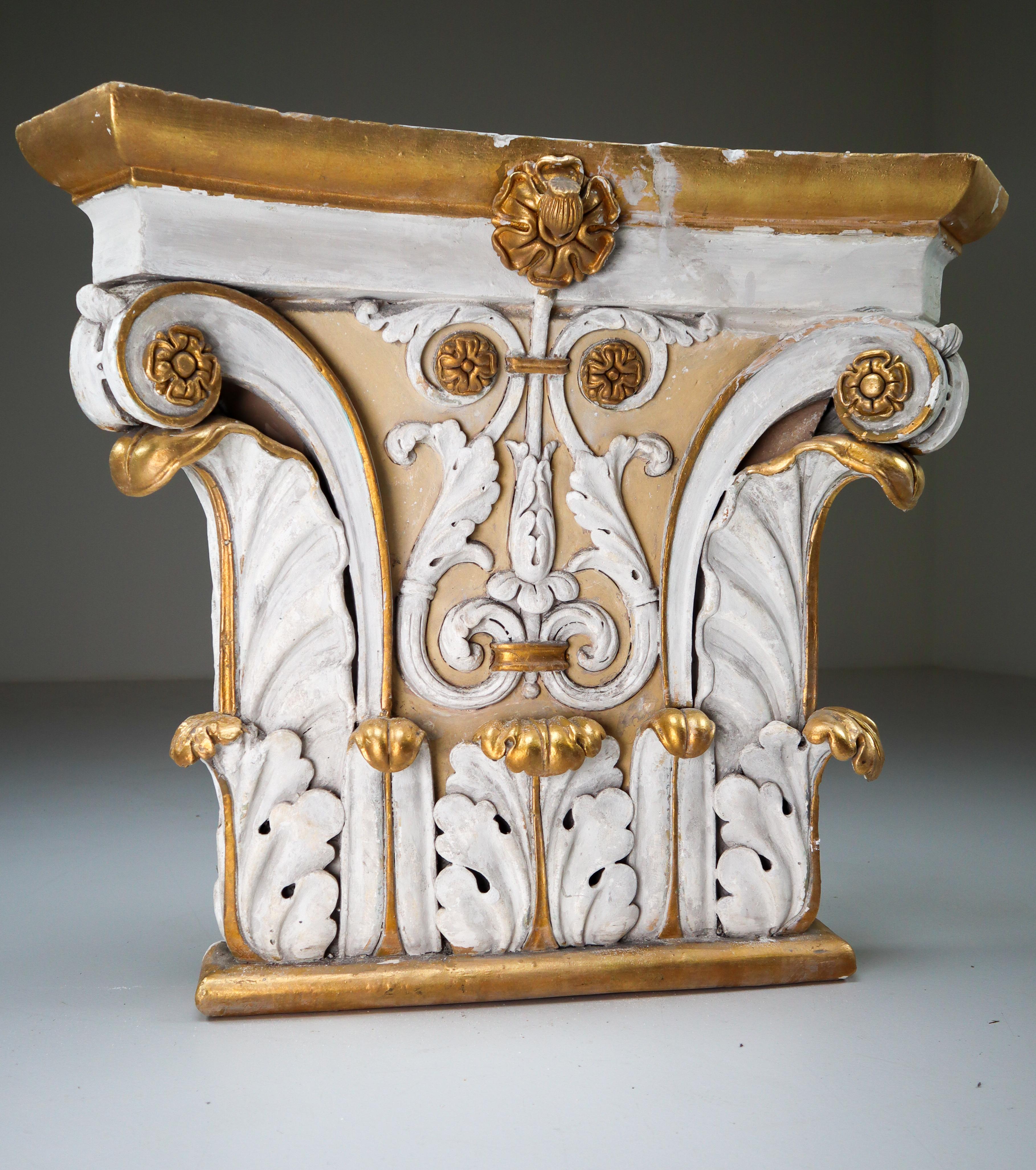 Baroque Large Plaster Architectural Ionic Capital Element, Austria, 1880 For Sale
