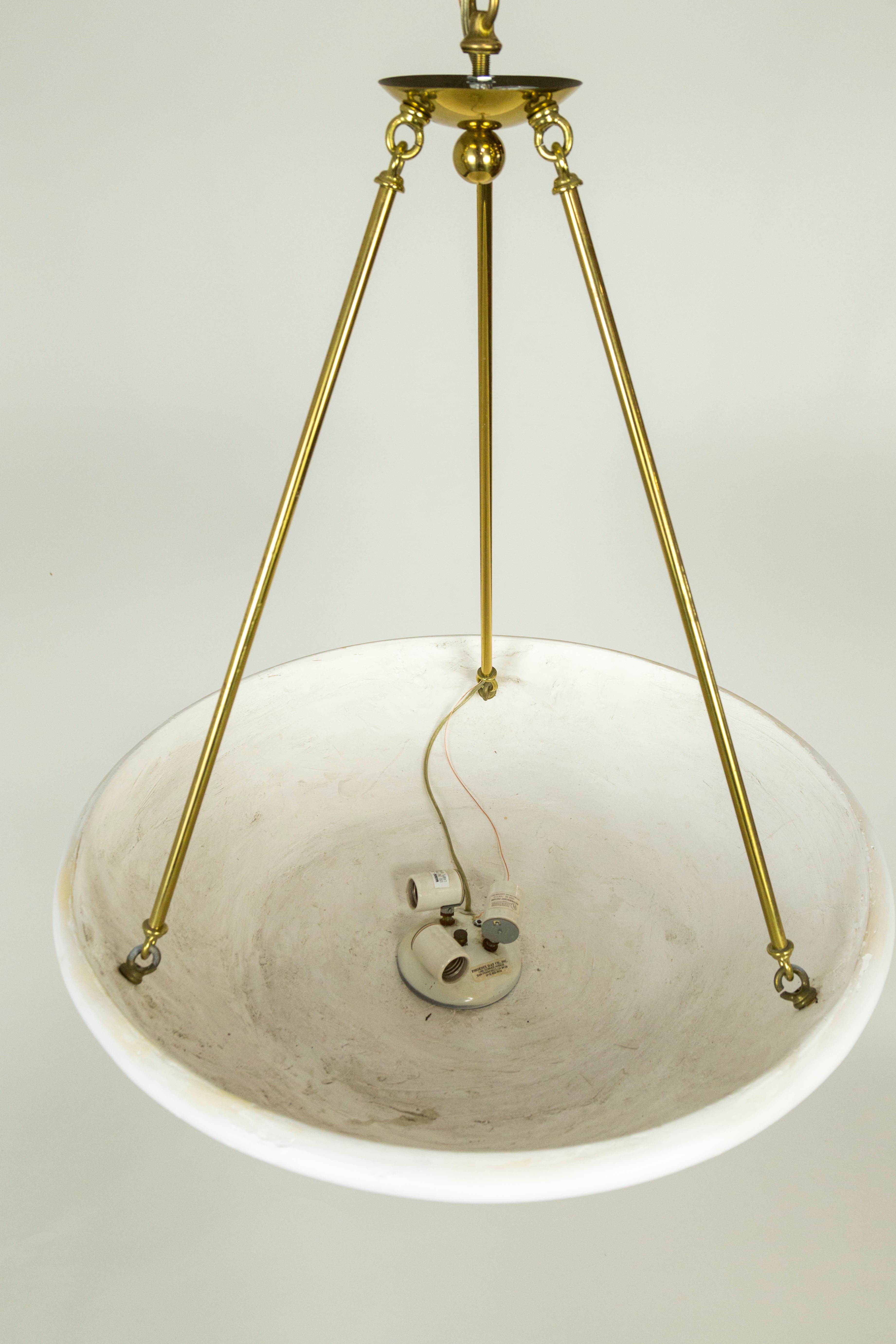 Large Plaster Bowl Uplight Pendant In Good Condition In San Francisco, CA