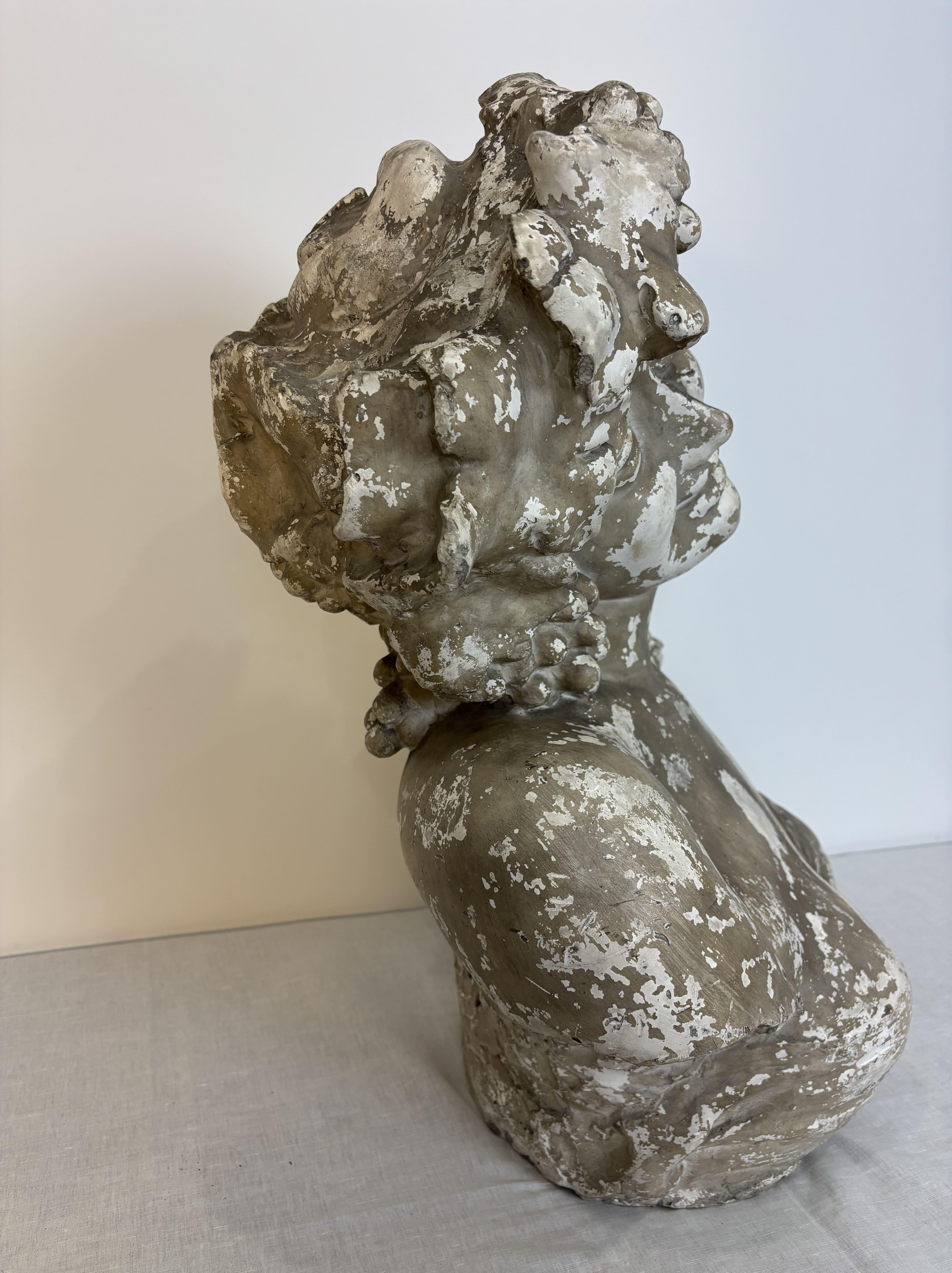 Large Plaster Bust - Bacchante - Signed - Early 20th Century, Belgium For Sale 5