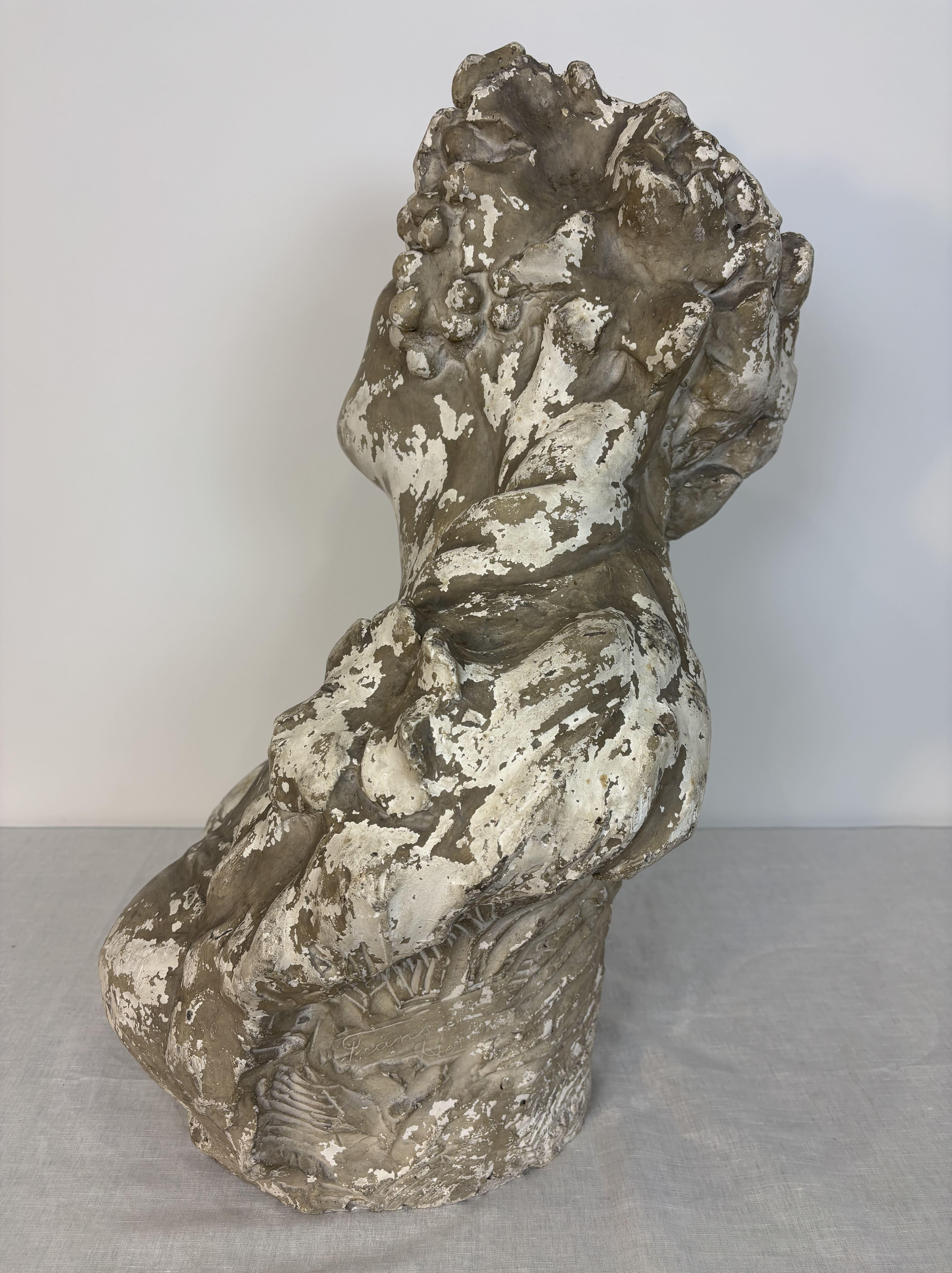 Large Plaster Bust - Bacchante - Signed - Early 20th Century, Belgium For Sale 9