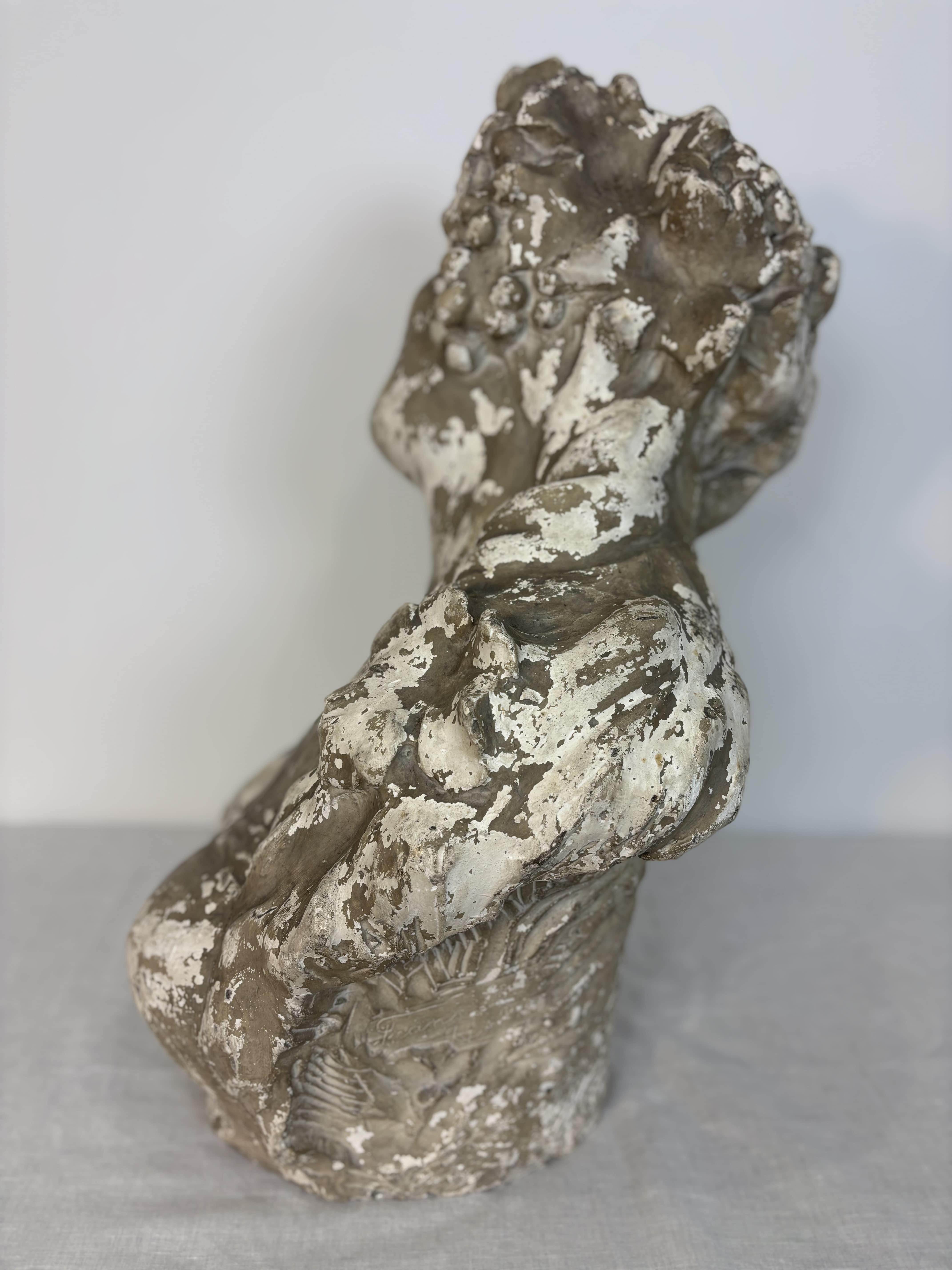 Large Plaster Bust - Bacchante - Signed - Early 20th Century, Belgium For Sale 13