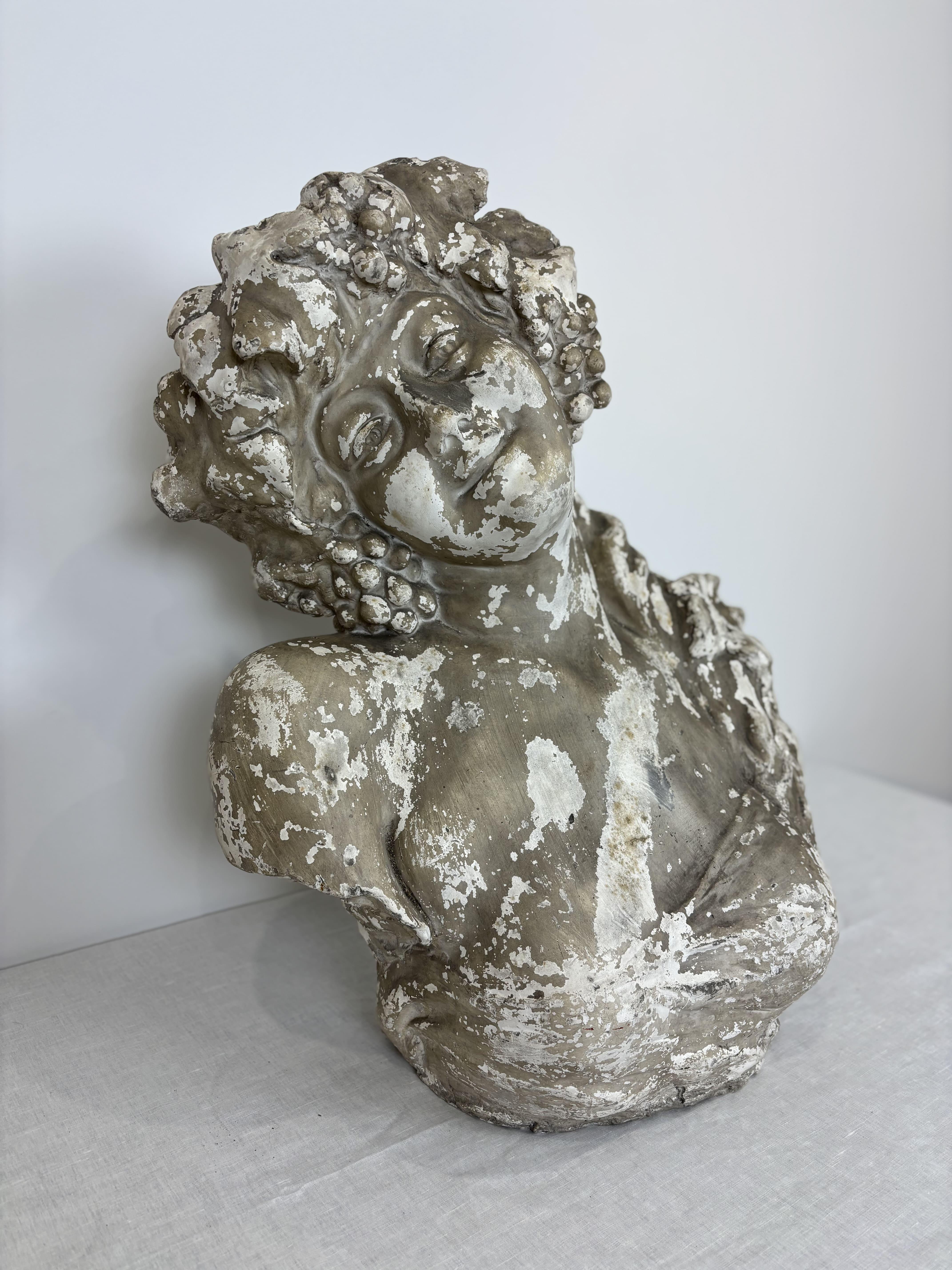 Art Nouveau Large Plaster Bust - Bacchante - Signed - Early 20th Century, Belgium For Sale