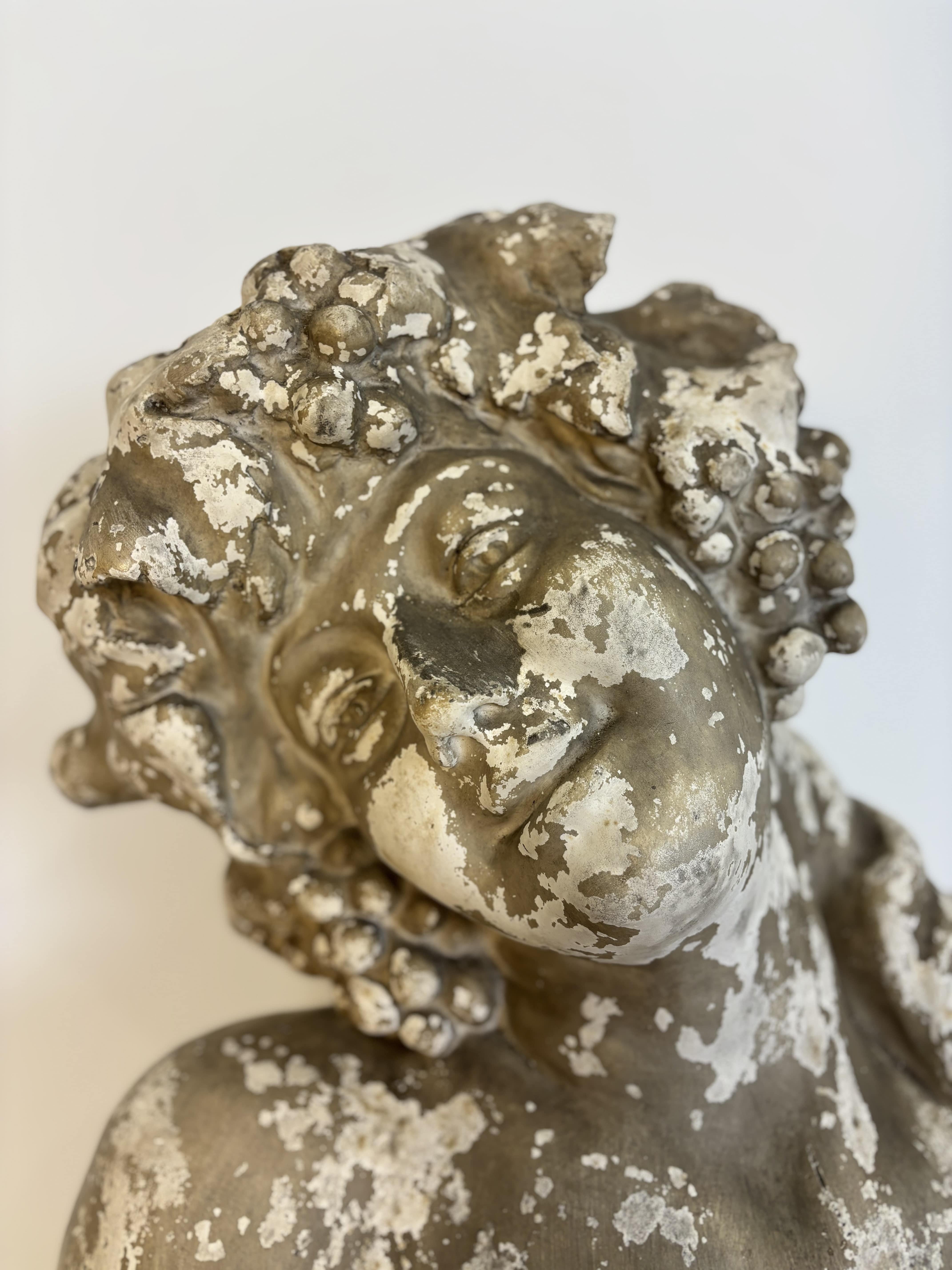 Belgian Large Plaster Bust - Bacchante - Signed - Early 20th Century, Belgium For Sale