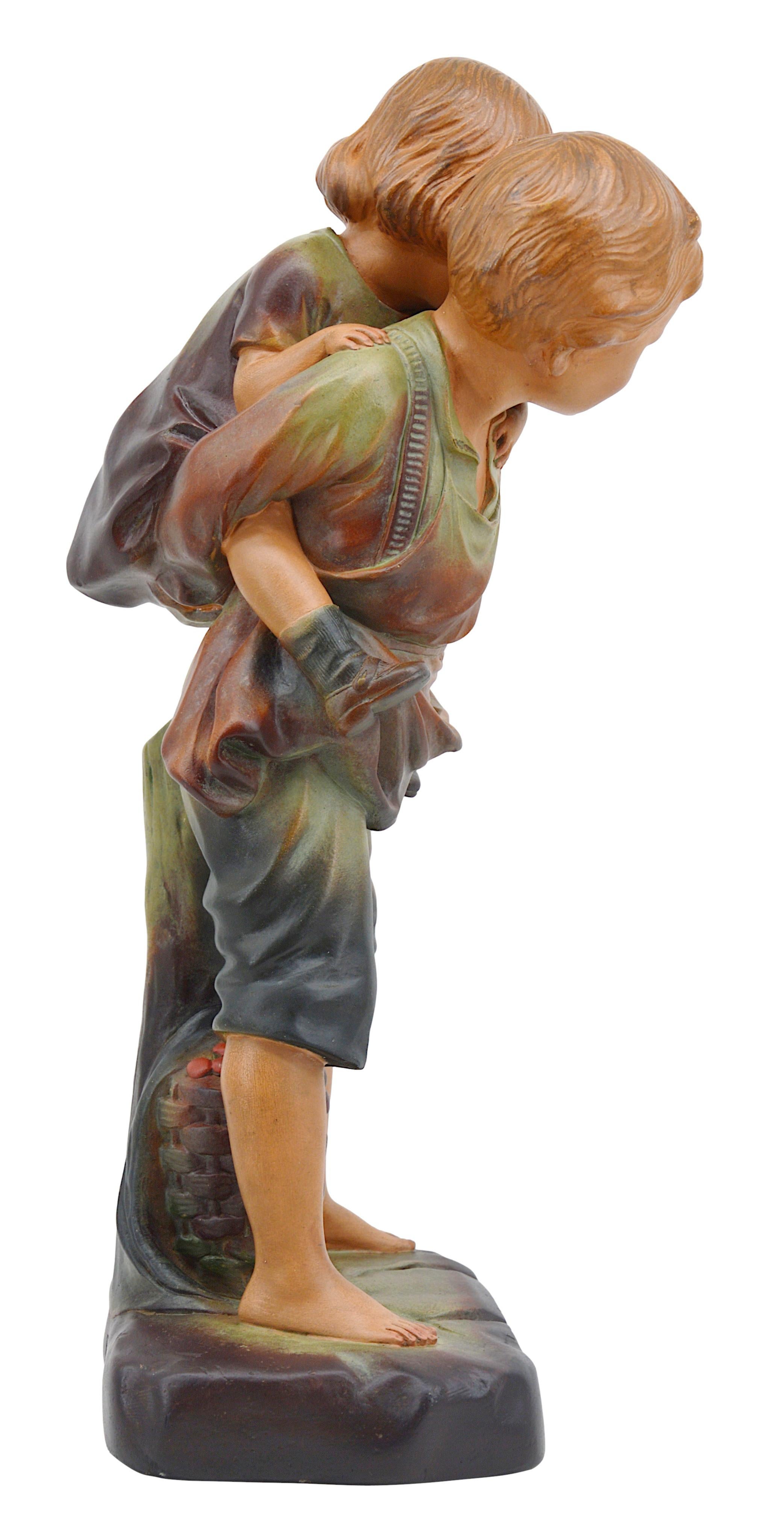 Gran escultura infantil de escayola, 1900 en Bueno estado para la venta en Saint-Amans-des-Cots, FR