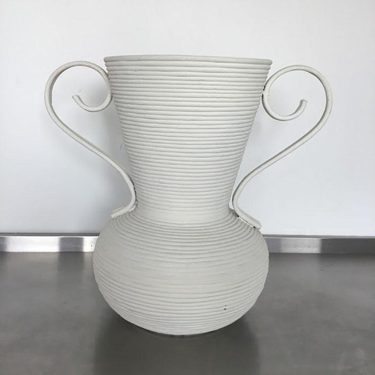 Large Plaster Covered Rattan Vase For Sale at 1stDibs