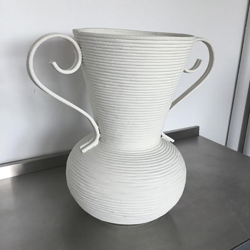 Large Plaster Covered Rattan Vase In Fair Condition For Sale In New York, NY