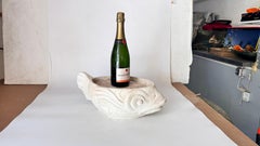 Large Plaster Jardinière France, 1930s Fish Sculpture in the Style of Martel