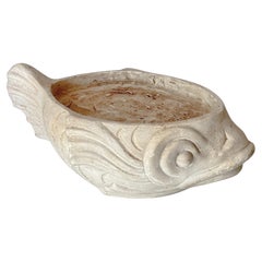 Vintage Large Plaster Jardinière France, 1930s Fish Sculpture in the Style of Martel