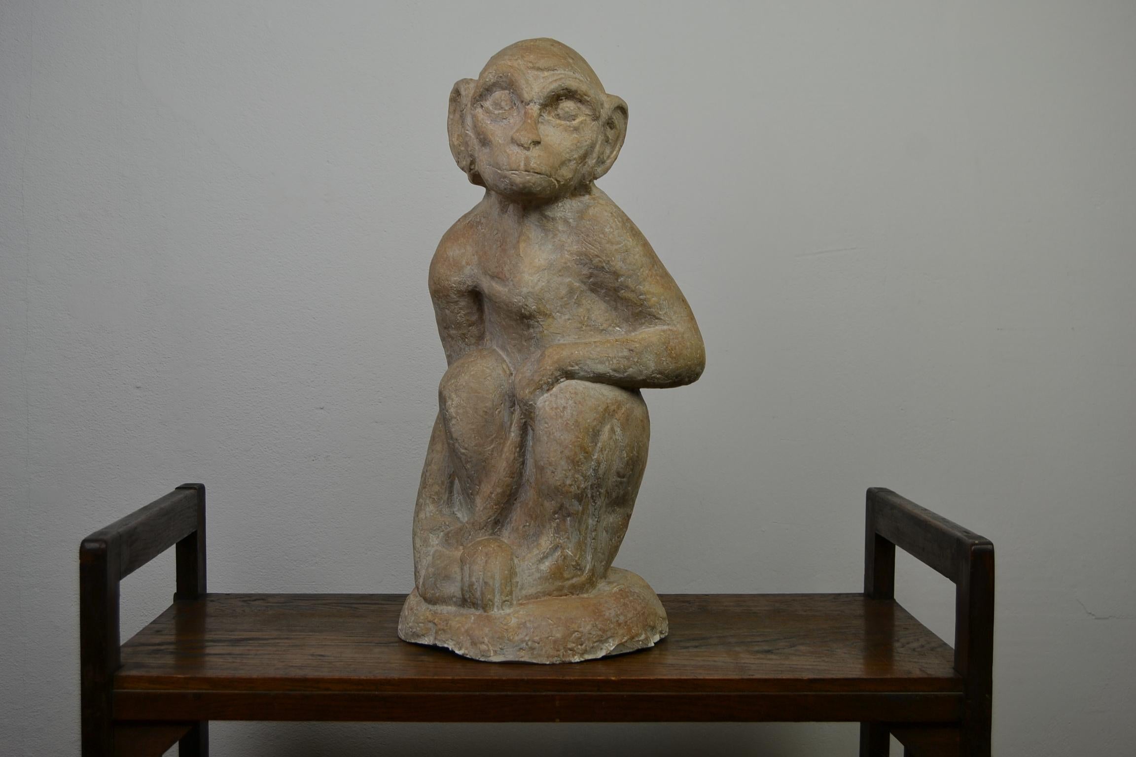 Large Plaster Monkey Sculpture Organic Style  13