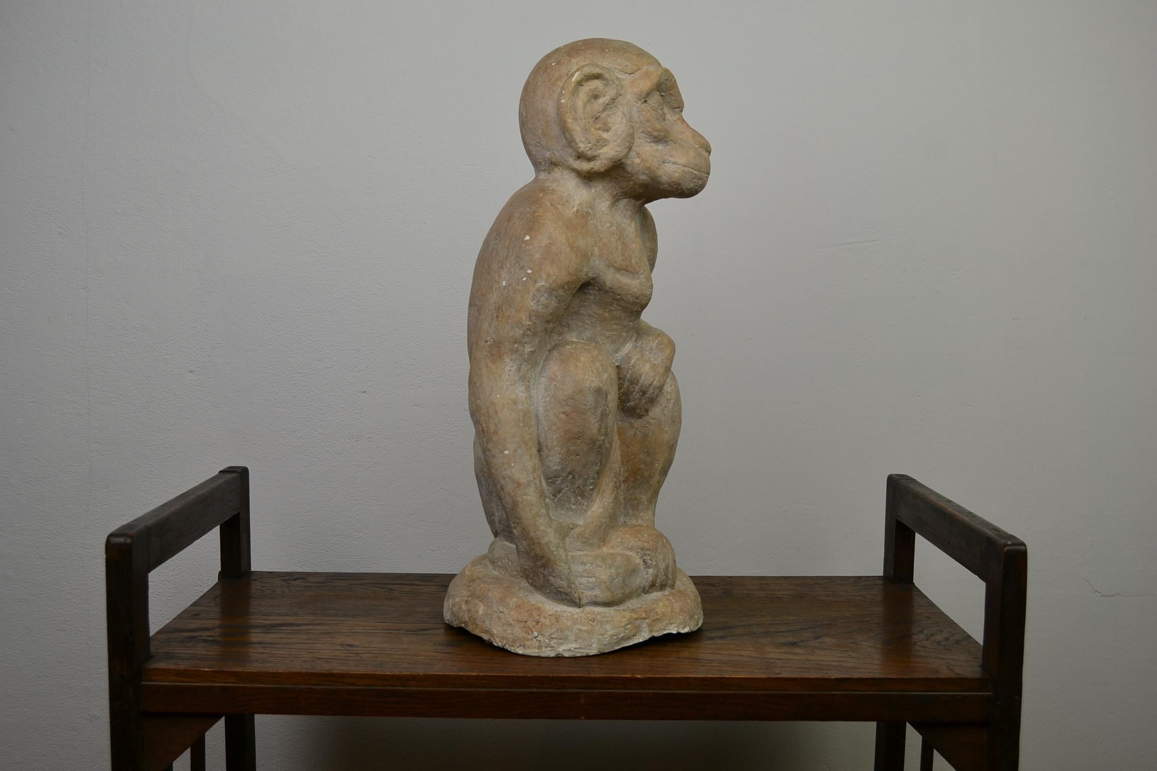 Large Plaster Monkey Sculpture Organic Style  1