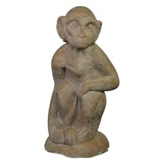 Large Plaster Monkey Sculpture Organic Style