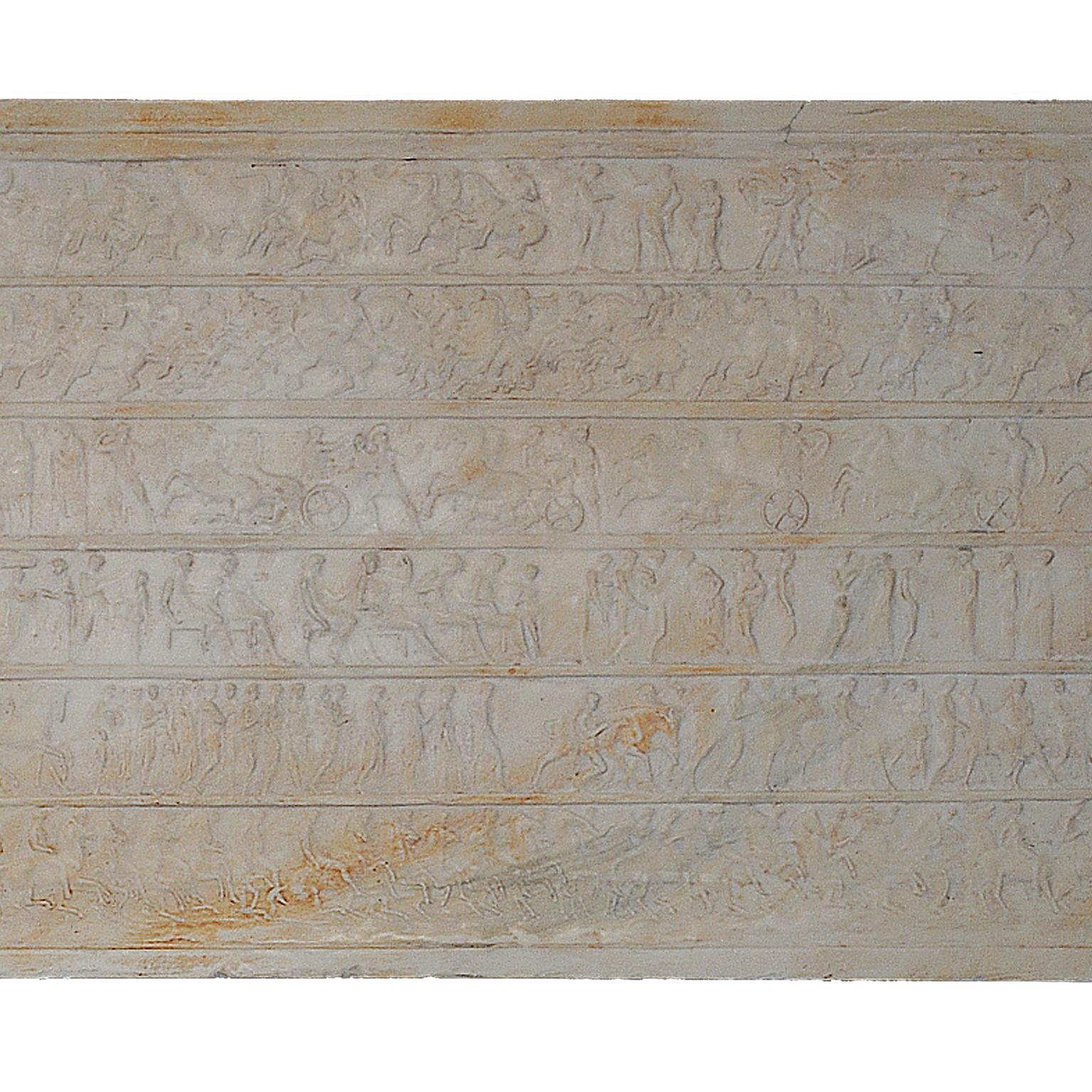 Large Plaster Museum Copy of the Parthenon Friezes After Henning, circa 1880 In Good Condition For Sale In Tetbury, Gloucestershire