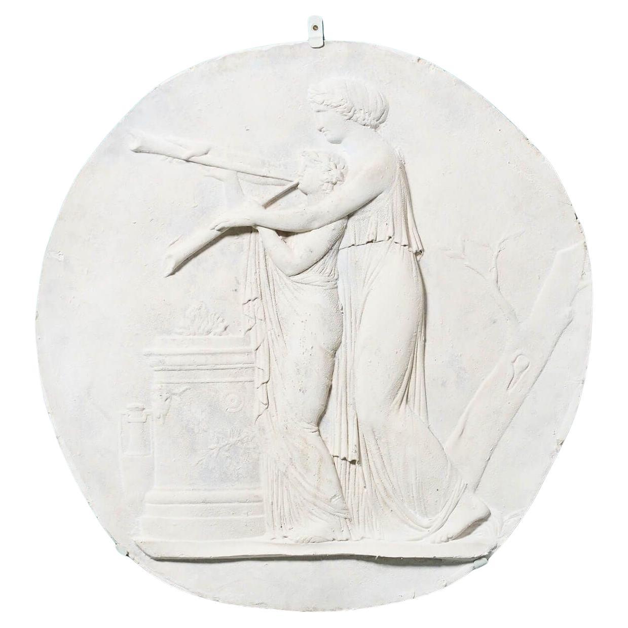 Large Plaster Neoclassical Wall Plaque After Canova For Sale