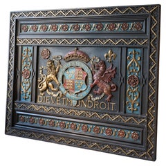 Large Plaster & Painted Timber Coat of Arms