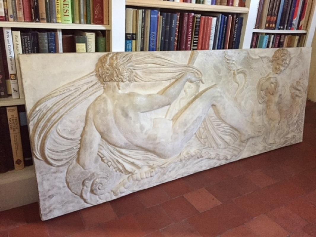 French Large Plaster Plaque Relief after Jean Goujon, Reproduced by the Louvre Museum For Sale