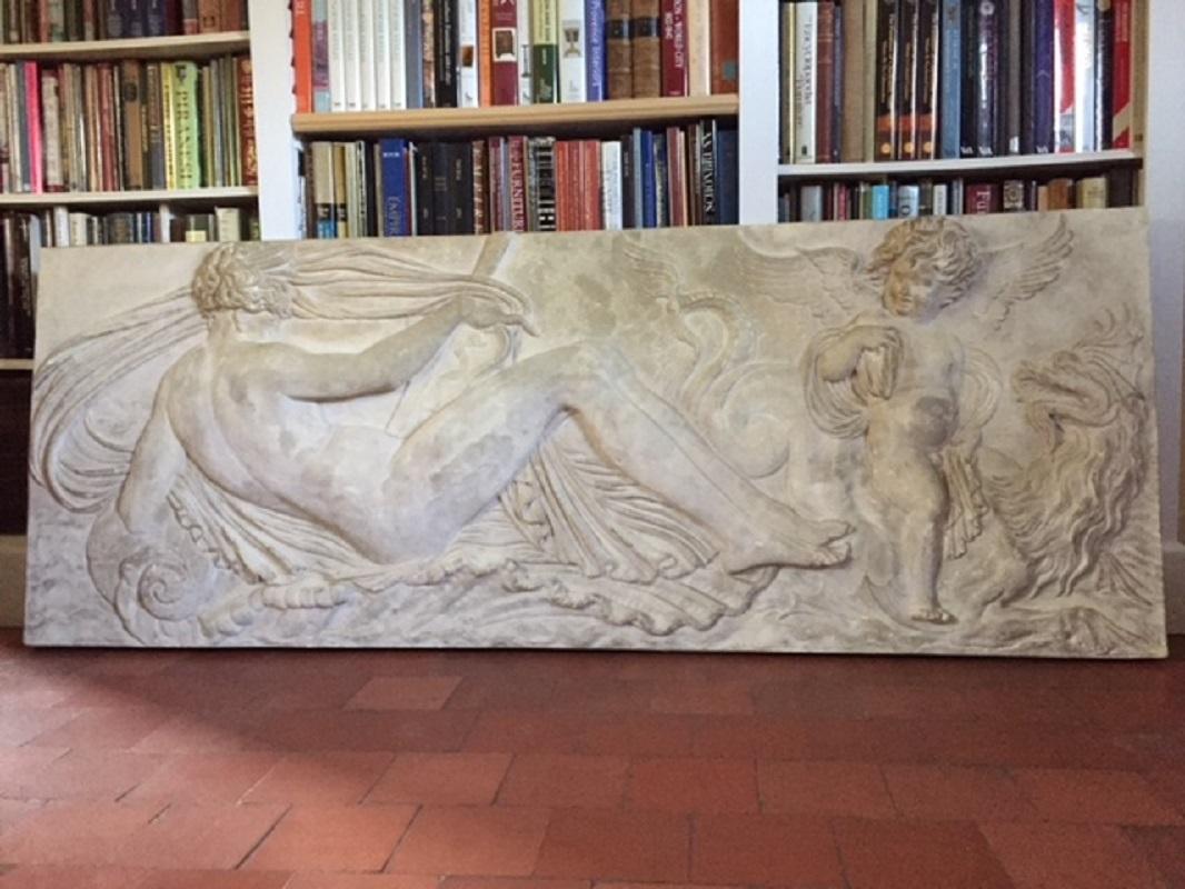 Large Plaster Plaque Relief after Jean Goujon, Reproduced by the Louvre Museum In Good Condition For Sale In London, GB