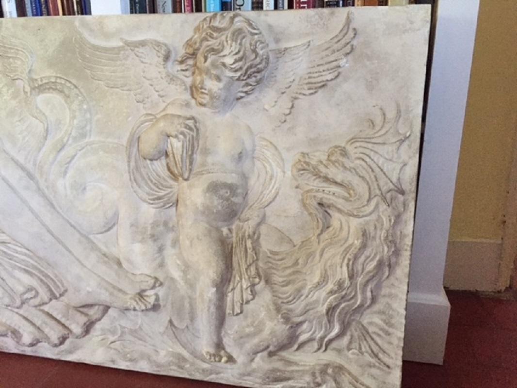 20th Century Large Plaster Plaque Relief after Jean Goujon, Reproduced by the Louvre Museum For Sale