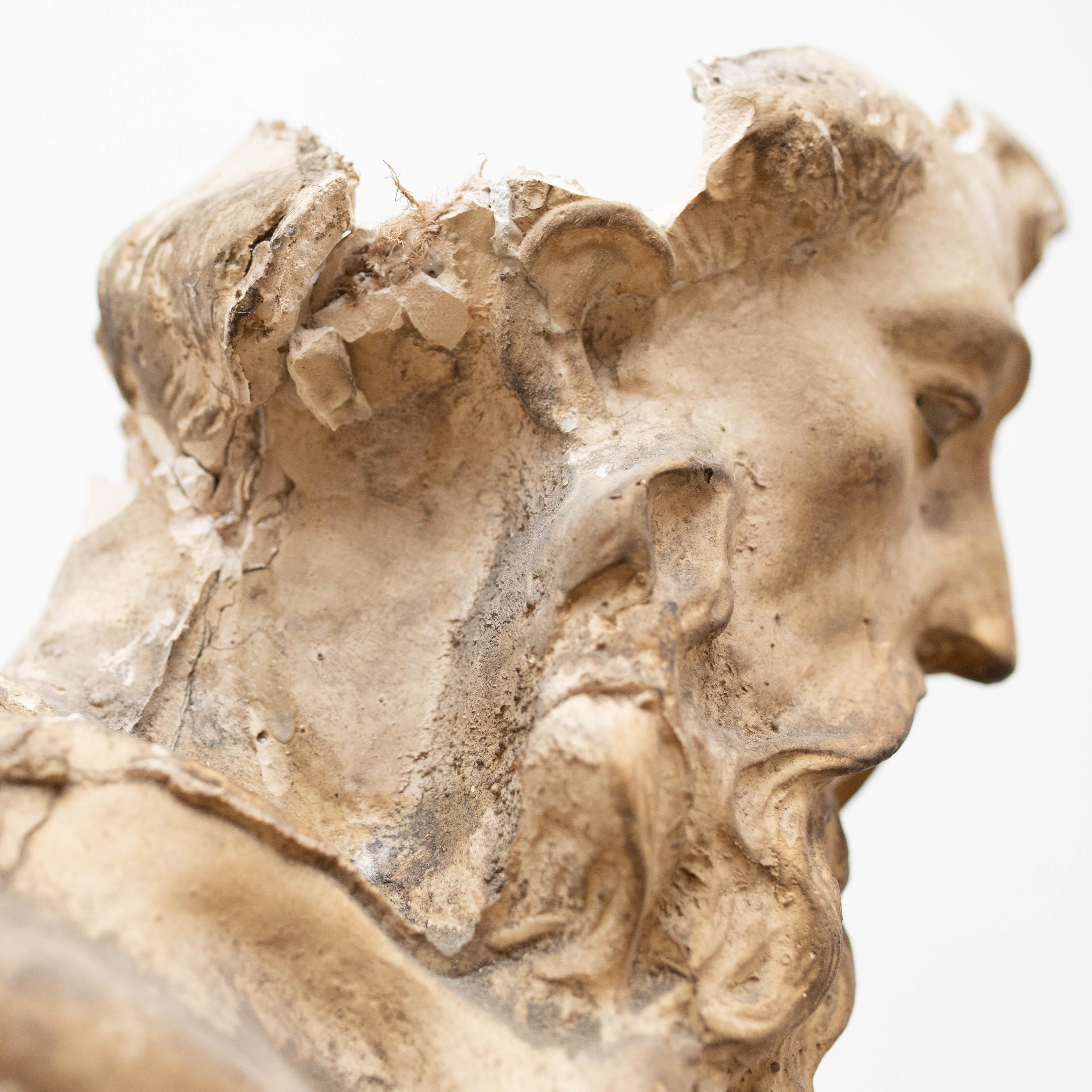 Large Plaster Saint Traditional Sculptural Figure, circa 1940 For Sale 4