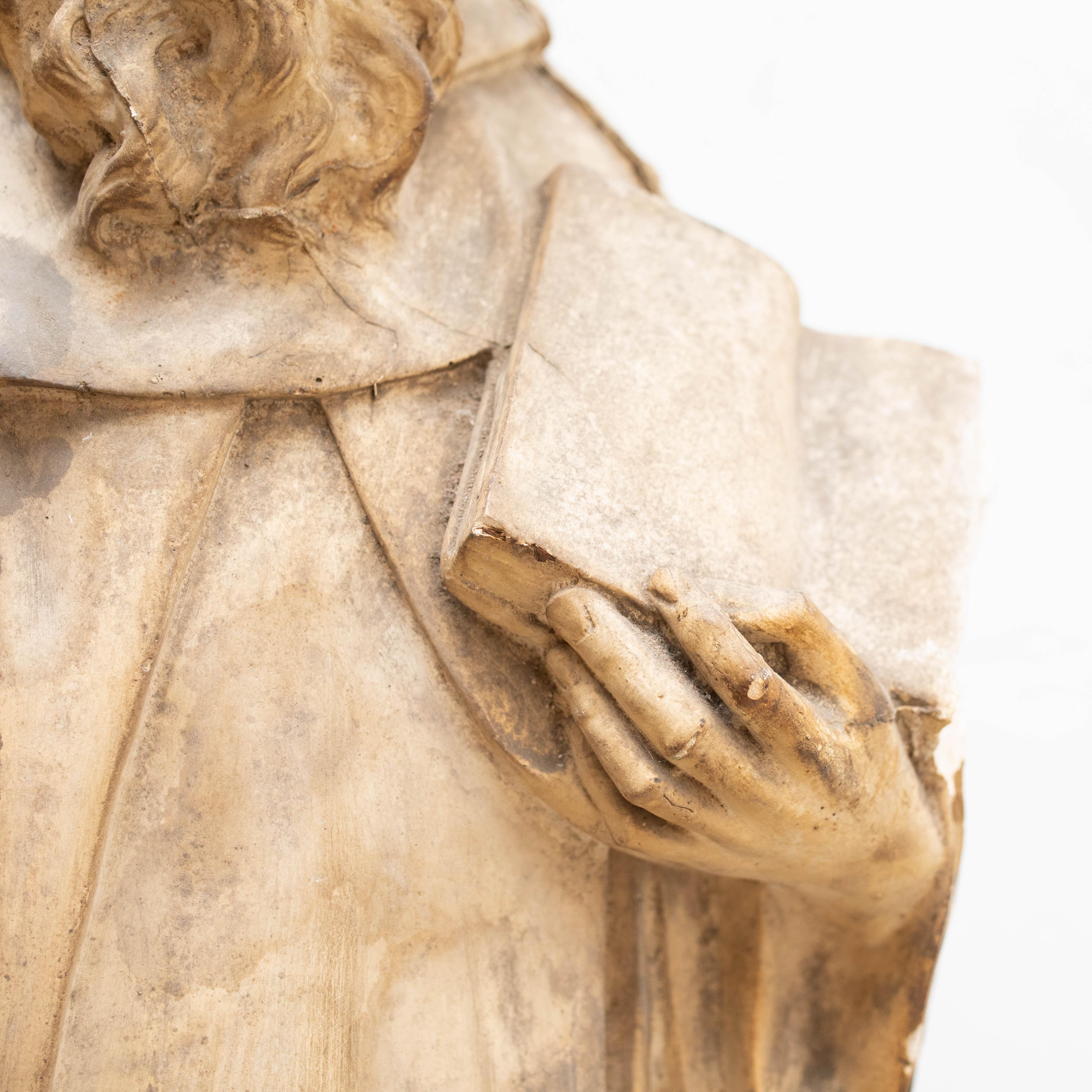 Large Plaster Saint Traditional Sculptural Figure, circa 1940 For Sale 6