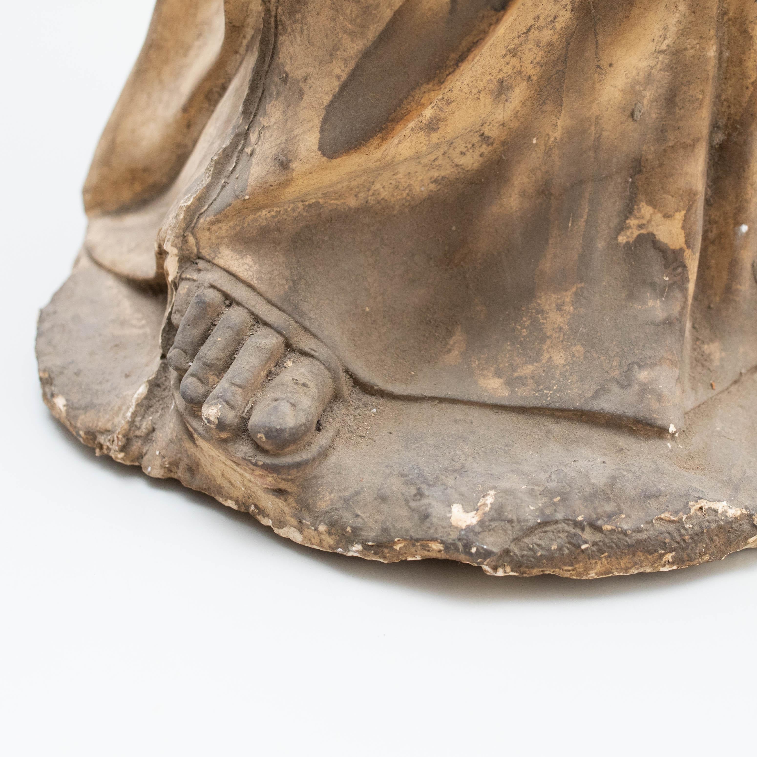 Large Plaster Saint Traditional Sculptural Figure, circa 1940 For Sale 7