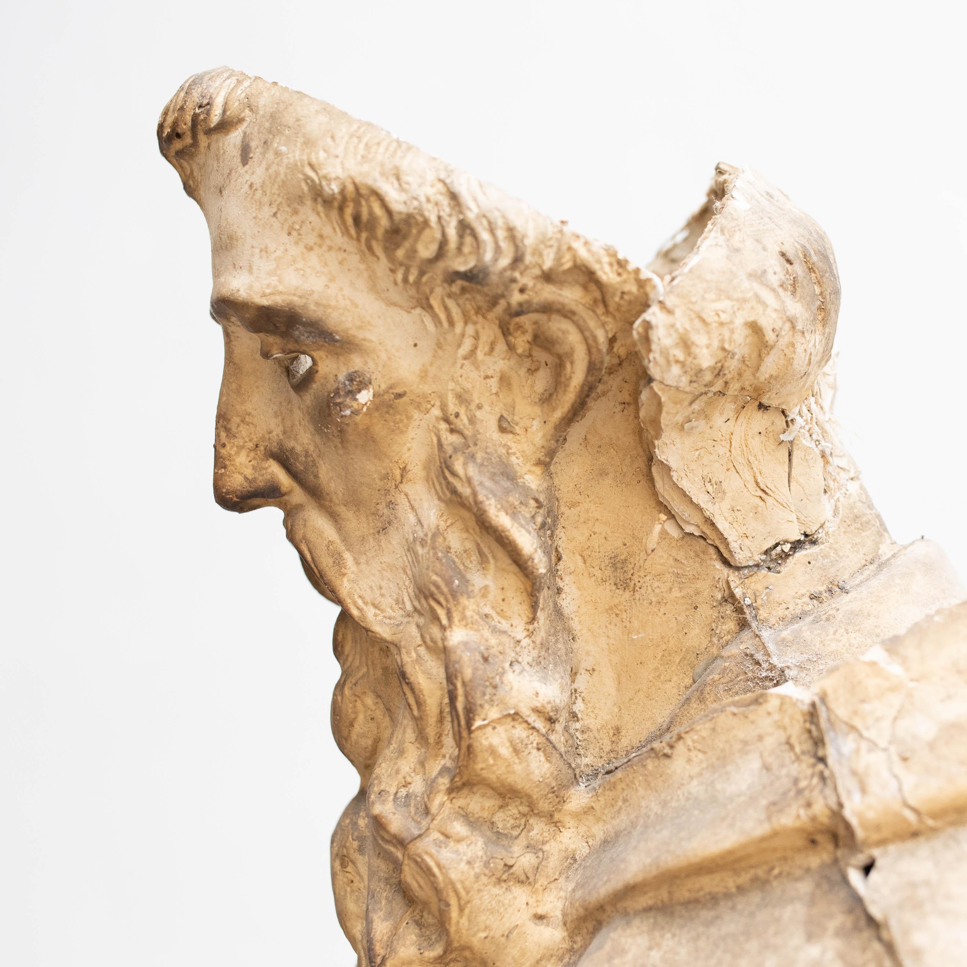 Large Plaster Saint Traditional Sculptural Figure, circa 1940 For Sale 10
