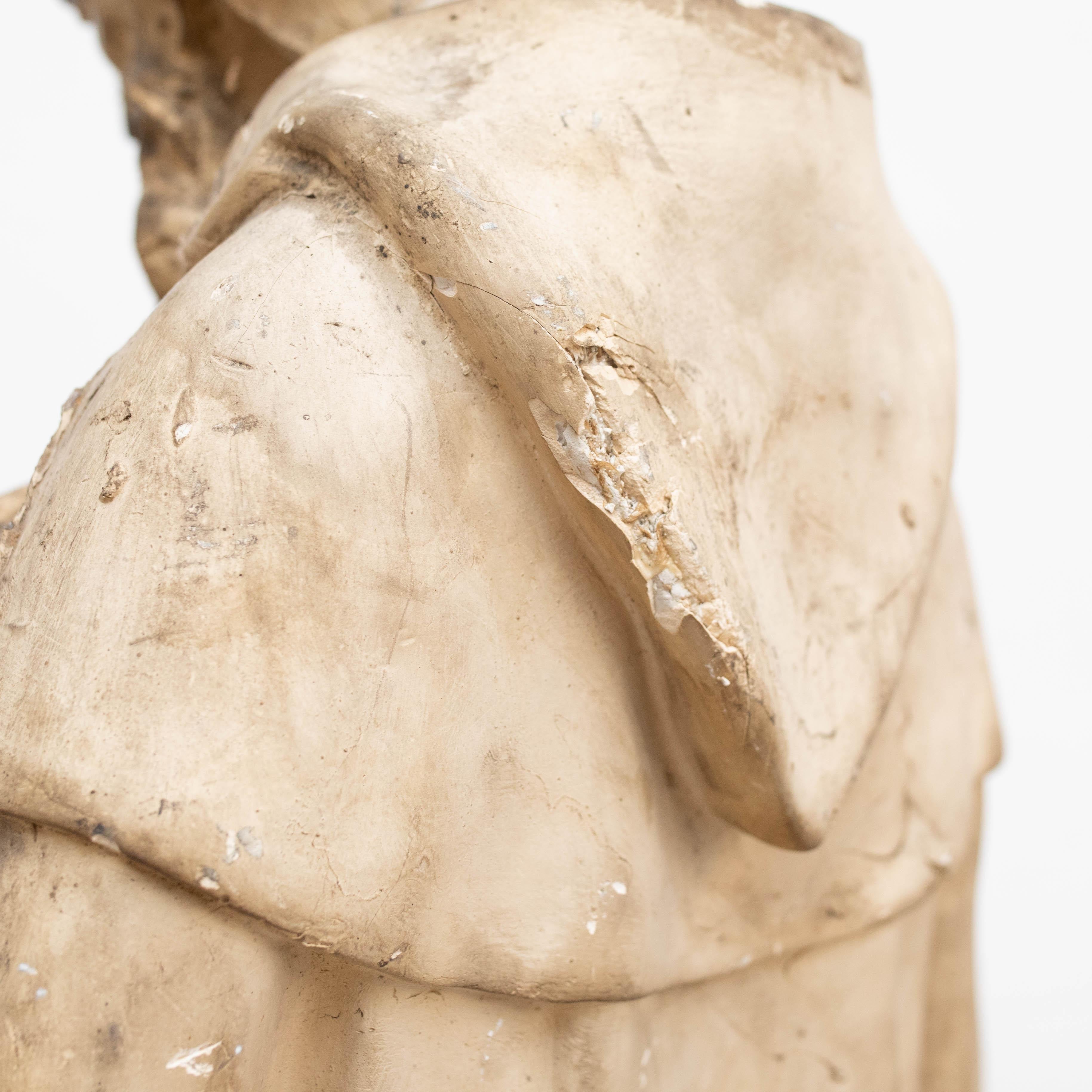Large Plaster Saint Traditional Sculptural Figure, circa 1940 For Sale 14