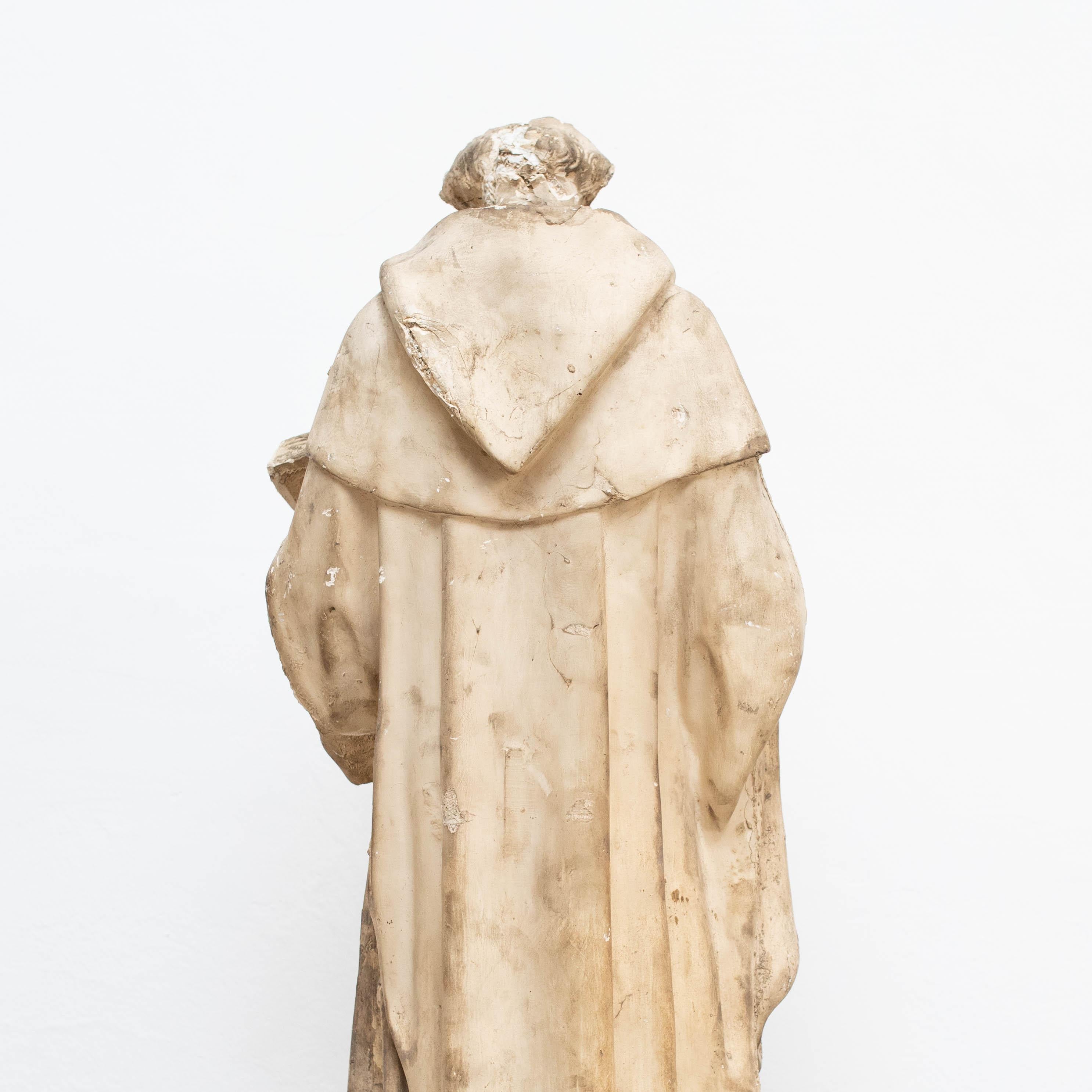 Mid-20th Century Large Plaster Saint Traditional Sculptural Figure, circa 1940 For Sale
