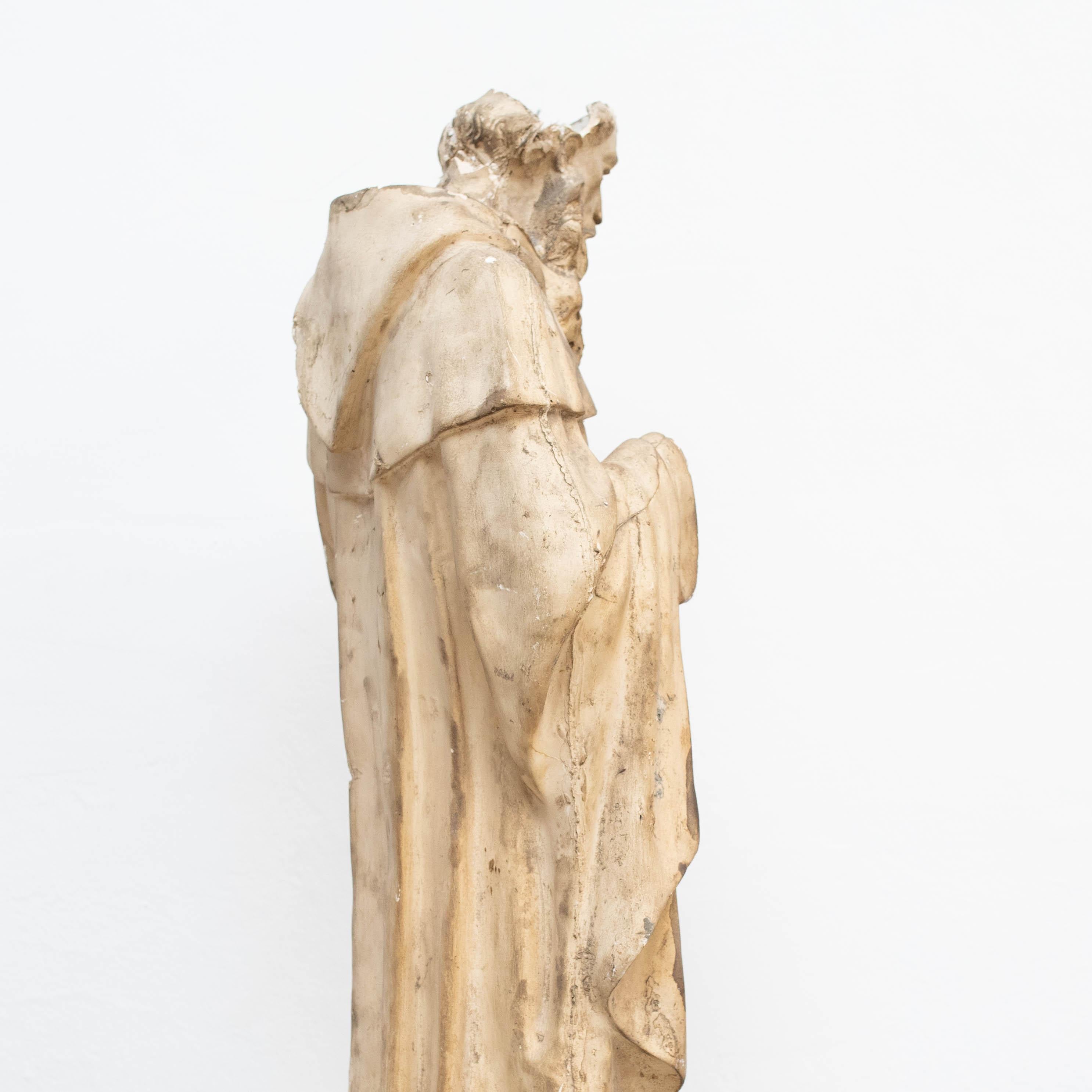 Large Plaster Saint Traditional Sculptural Figure, circa 1940 For Sale 1