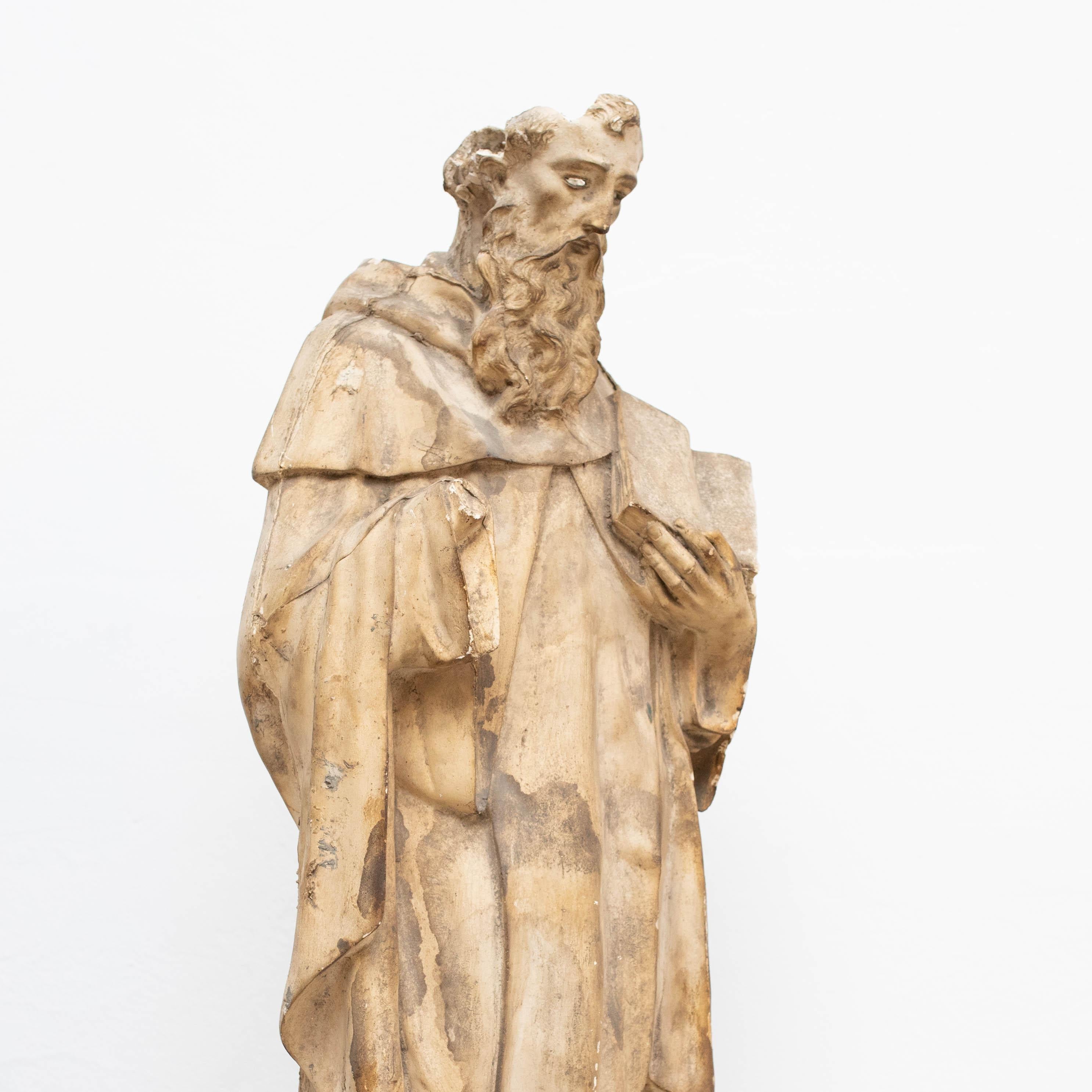 Large Plaster Saint Traditional Sculptural Figure, circa 1940 For Sale 2