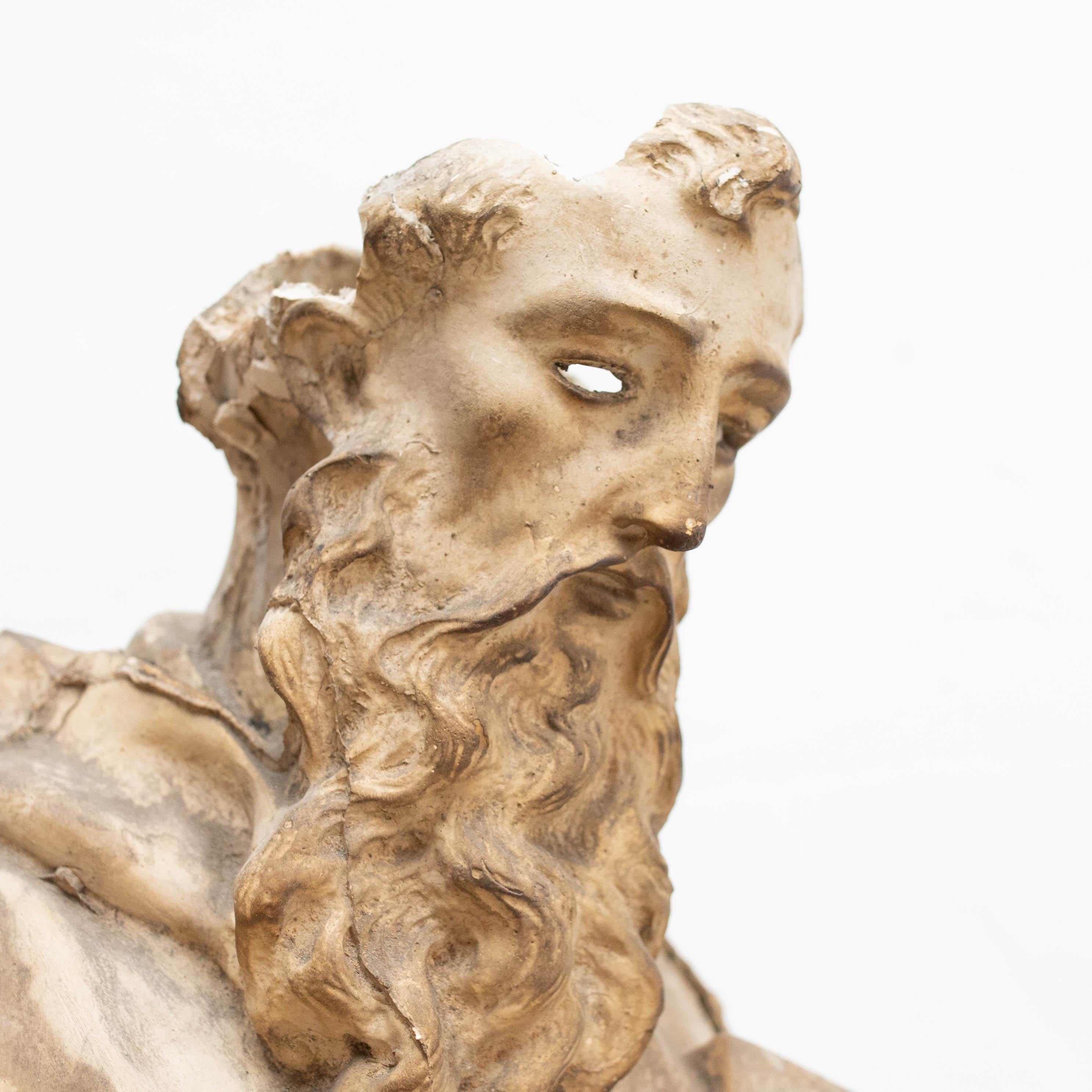 Large Plaster Saint Traditional Sculptural Figure, circa 1940 For Sale 3