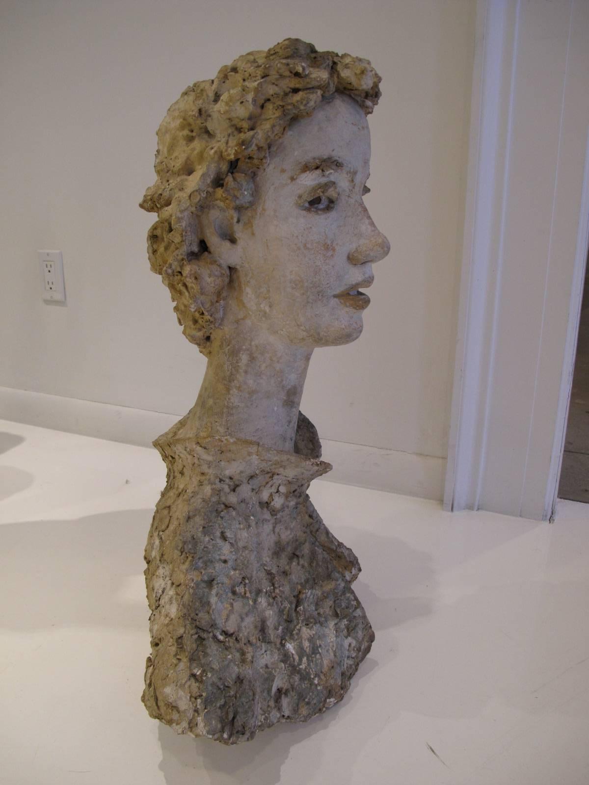 Large Plaster Sculpture Bust of Dede Pritzlaff by Marguerite Stix 1