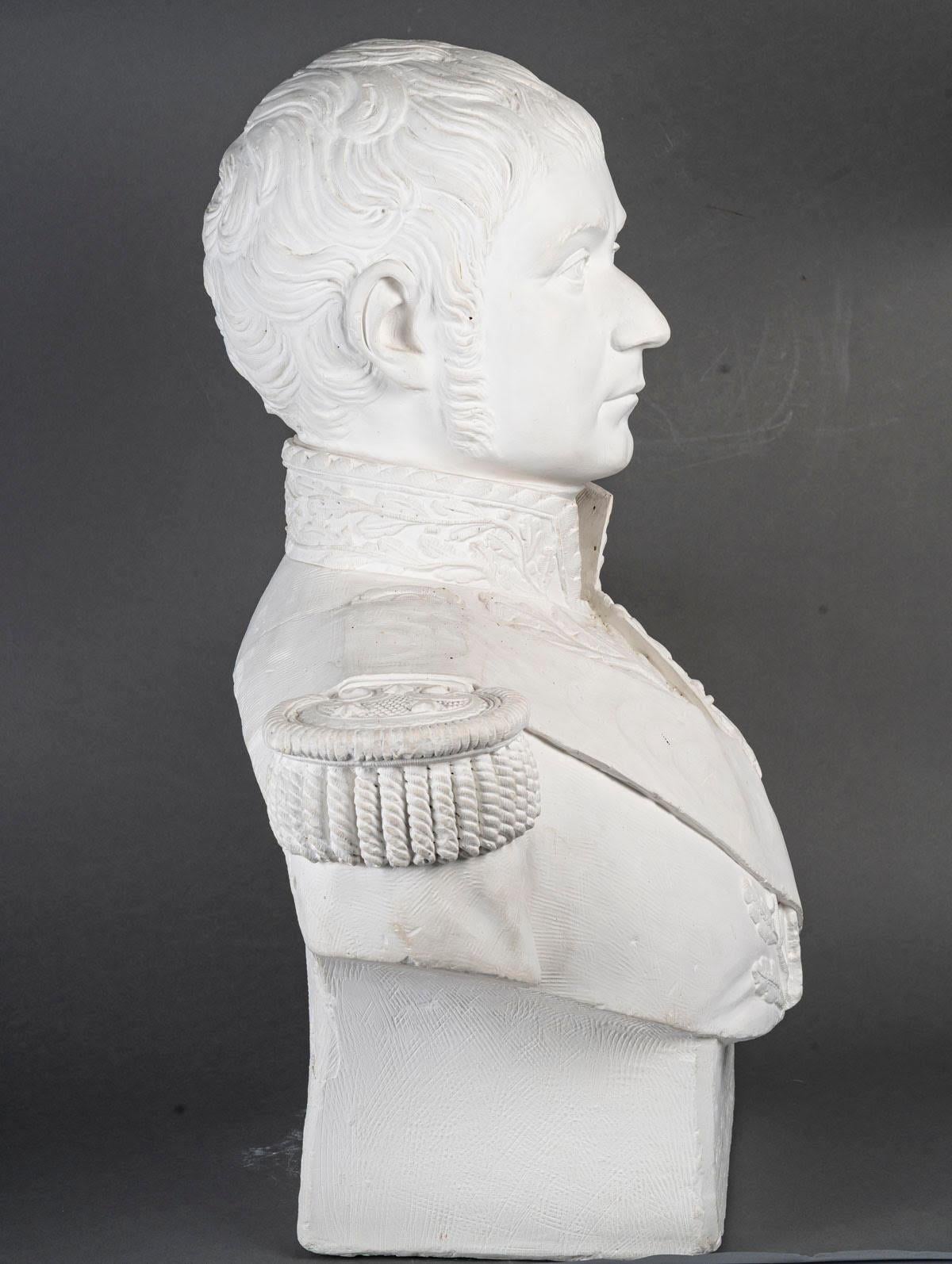 Large Plaster Sculpture Representing a Bust of Marshal Lannes (1769-1809). For Sale 4
