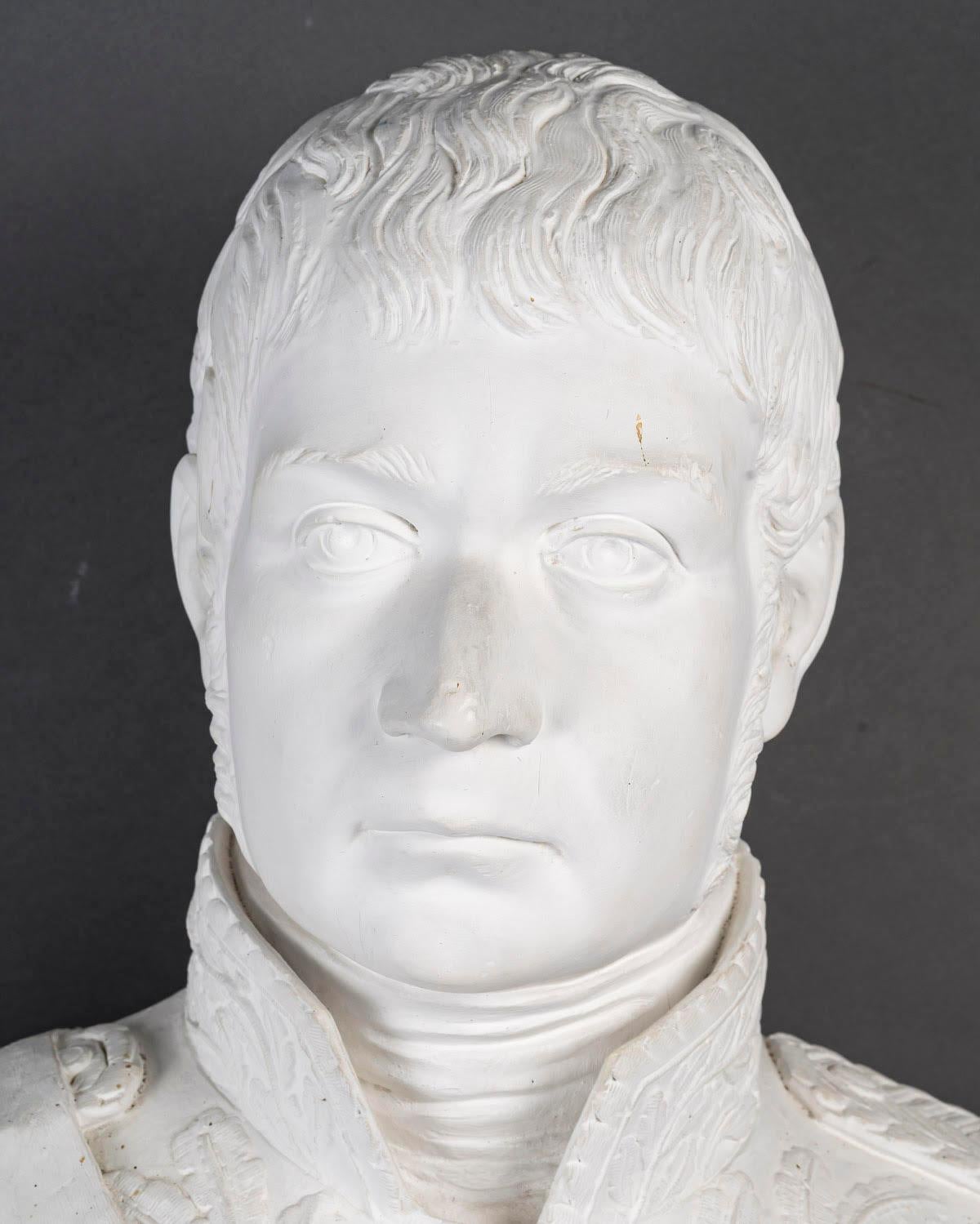 Large plaster sculpture representing a bust of Marshal Lannes (1769-1809)

Large plaster bust of Marshal Lannes, 20th century.

H: 75cm, W: 67cm, D: 37cm