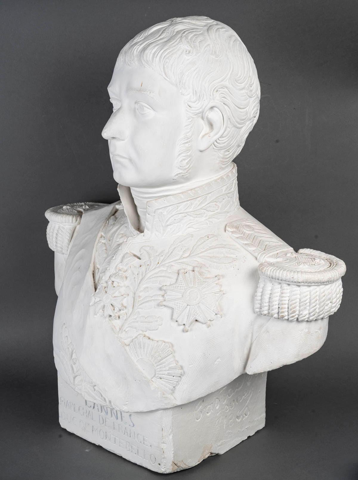 Large Plaster Sculpture Representing a Bust of Marshal Lannes (1769-1809). For Sale 1